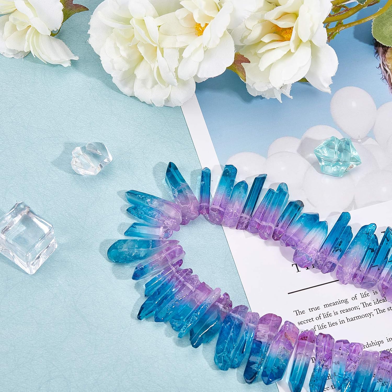 SUNNYCLUE Irregular Rock Crystal Points Quartz Stones Loose Beads Drilled Stick Spike Point Beads Gemstone for Jewellery Making DIY Art Craft