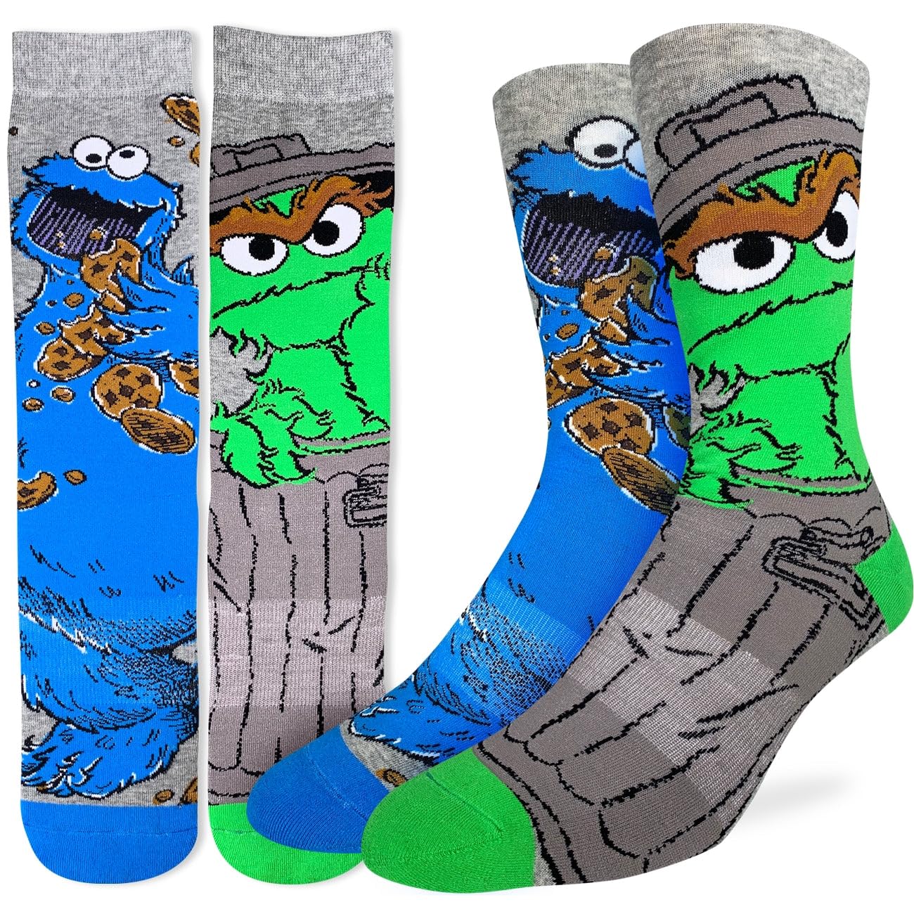 Good Luck Sock Men's Sesame Street, Oscar And Cookie Monster, Sesame Street Socks, Adult, Sesame Street, Oscar And Cookie Monster, One Size