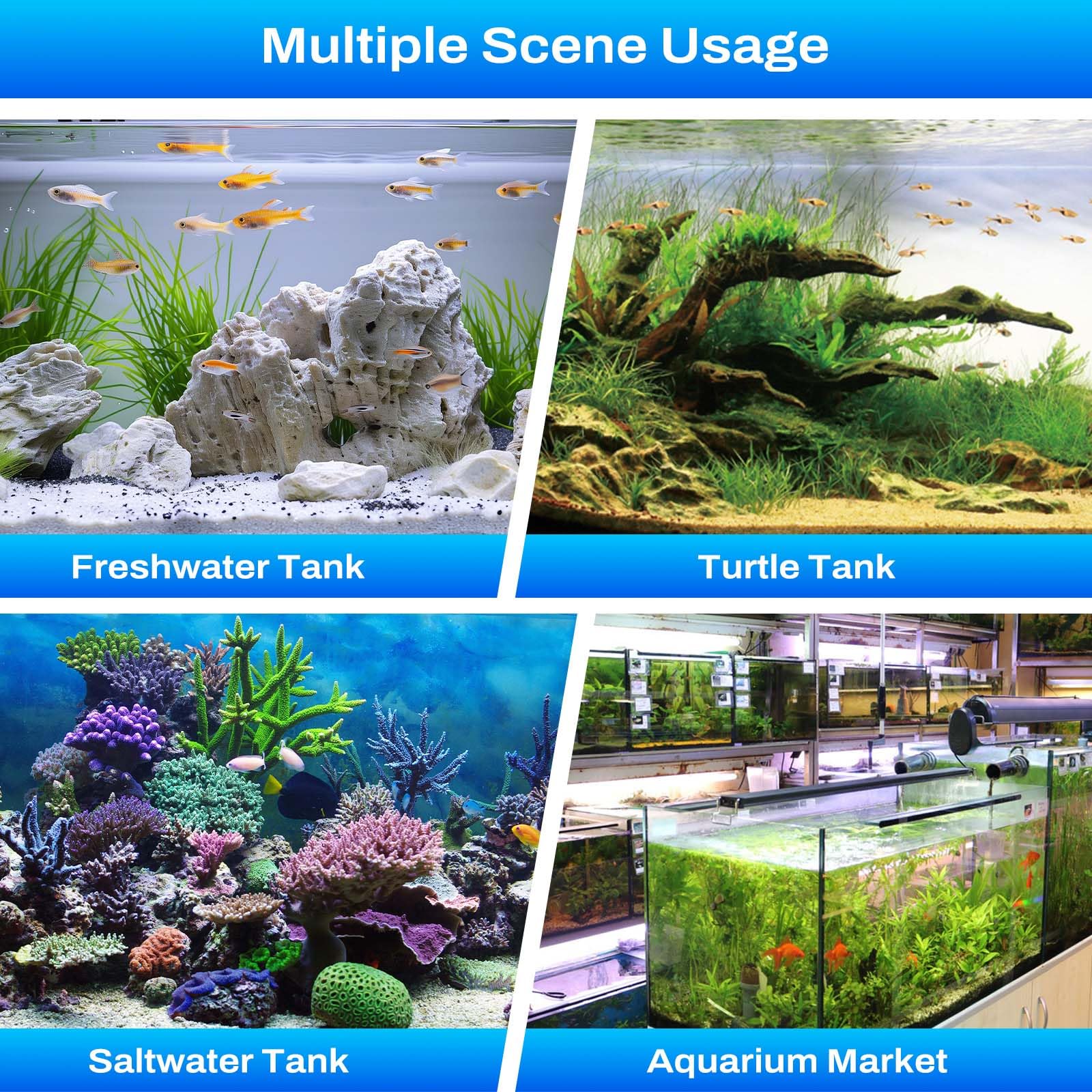 fishkeeper Aquarium-Heizung mit intelligentem LED-Alarm-Temperaturregler, 500 W tauchfähiger Aquarium-Heizstrahler für 180 - 500 Liter, lässt Wasser automatisch aufhören, für Süß- und Salzwasser