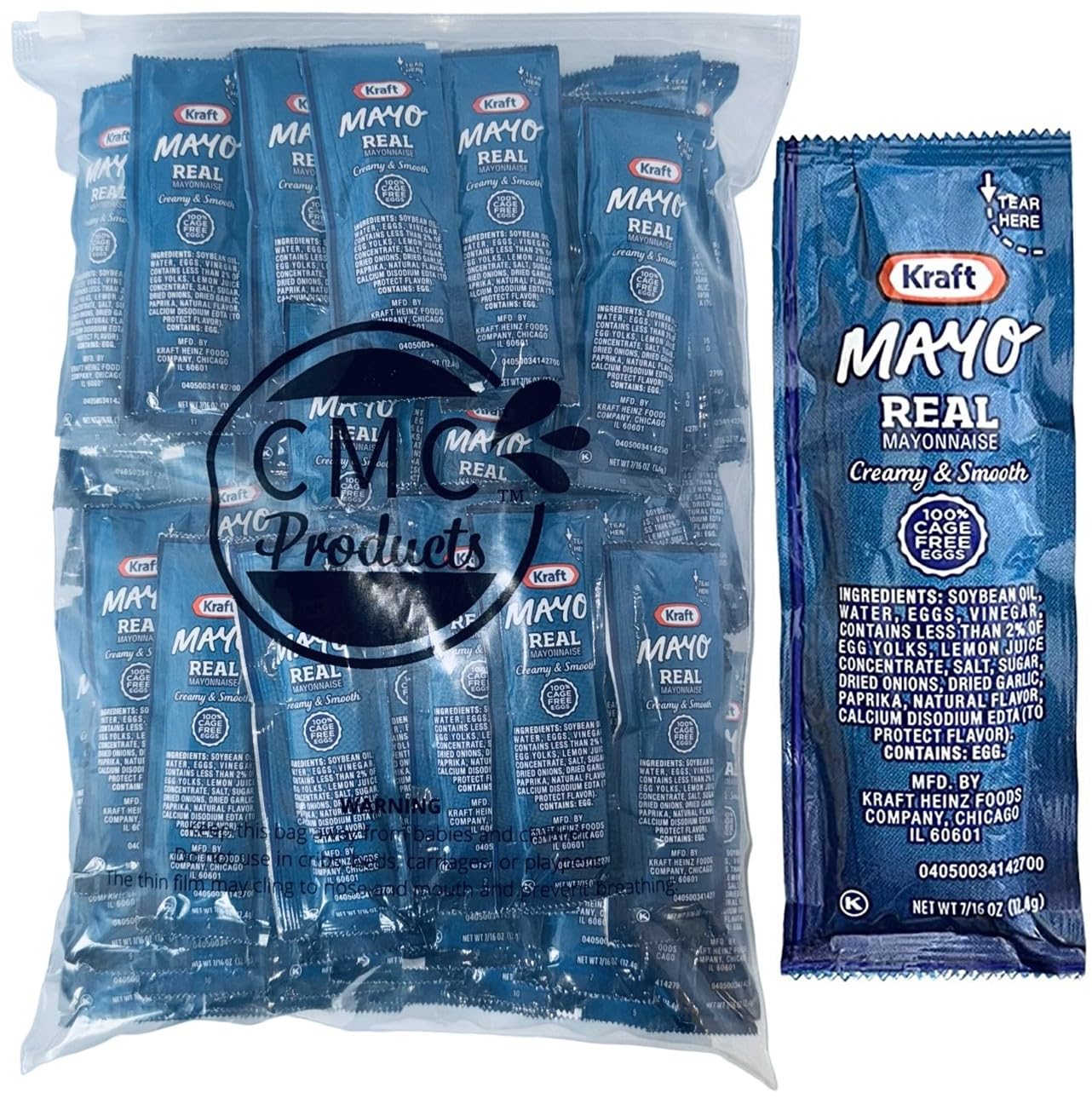 Gift Set: Mayo Packets (12g) – 100 Count with Spreader in Food-Safe Resealable Bag by CMC Products