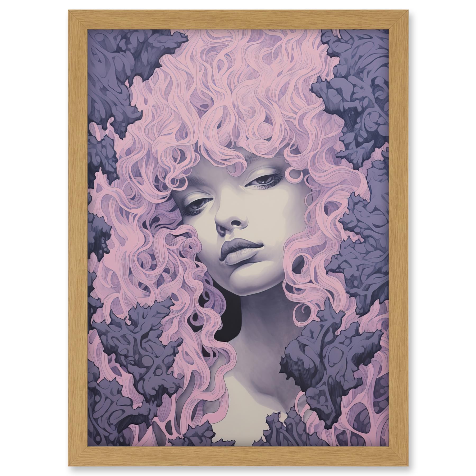 Artery8 Tree Nymph Lavender Purple Pink Woodland Forest Spirit Conceptual Artwork Framed A3 Wall Art Print