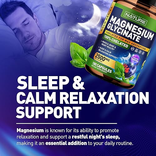 Miniatura 6 de Glicinato de magnesio 2500 mg - Suplemento de magnesio quelado de alta absorción - Glicinato de magnesio 100% puro - Estrés, sueño, corazón, apoyo