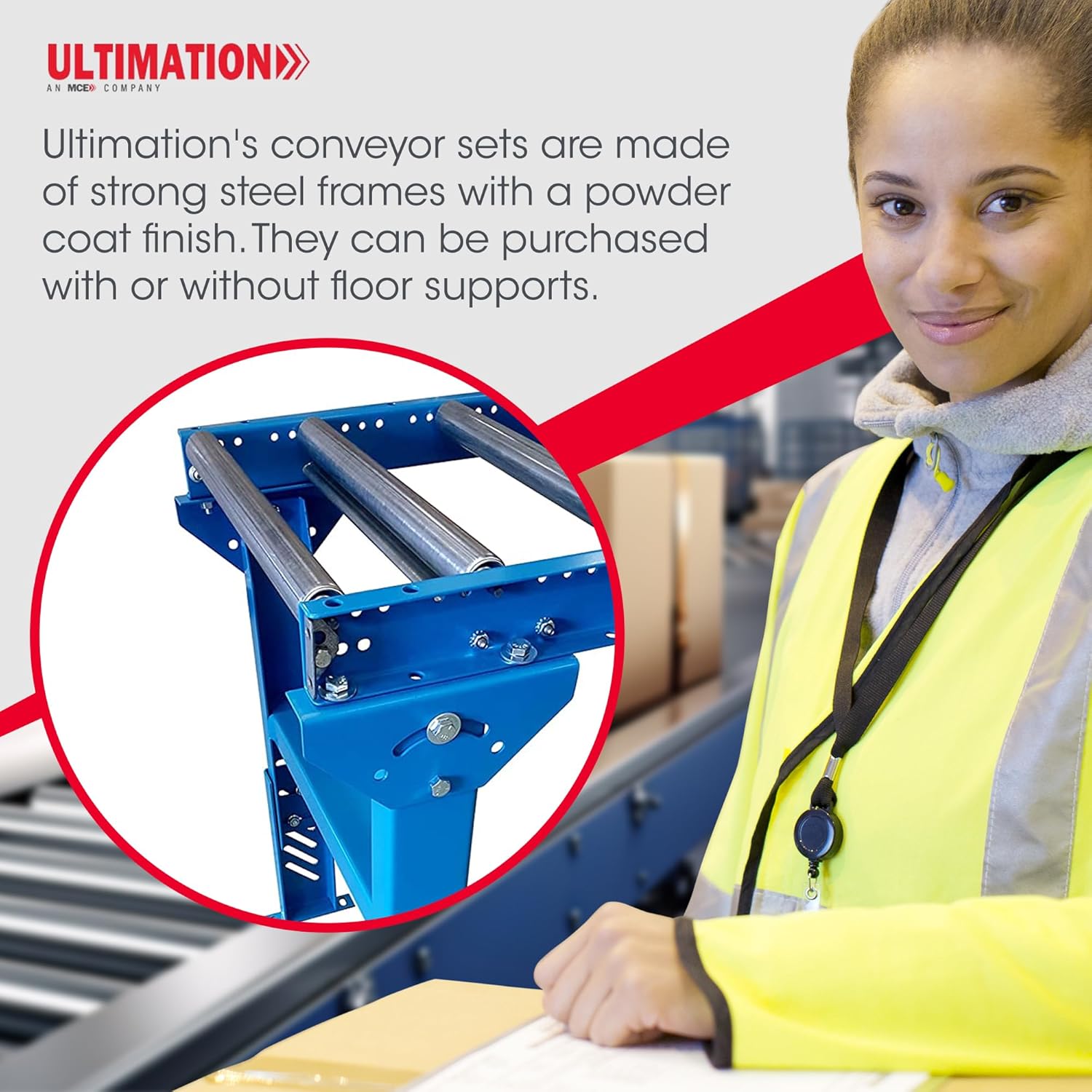 Ultimation Light-Duty Roller Stand with Adjustable Height and Steel Conveyor Rollers, 12" x 3' Galvanized Steel, Ideal for Assembly Areas - Power Saw, Woodworking Accessories, 540 lbs Capacity