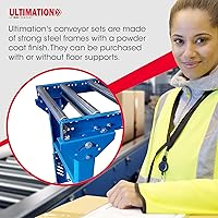 Vista 3 de Ultimation Soporte de rodillo ligero con altura ajustable y rodillos transportadores de acero, acero galvanizado de 12 pulgadas x 3 pies, ideal