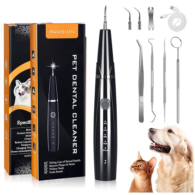PAWSION Removedor ultrasónico de placa y sarro para perros, kit de limpieza de dientes para mascotas