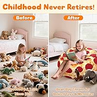 Vista 96 de Lukeight - Puf de almacenamiento de animales de peluche para niños, funda para puf de dinosaurio con cremallera para organizar la habitación