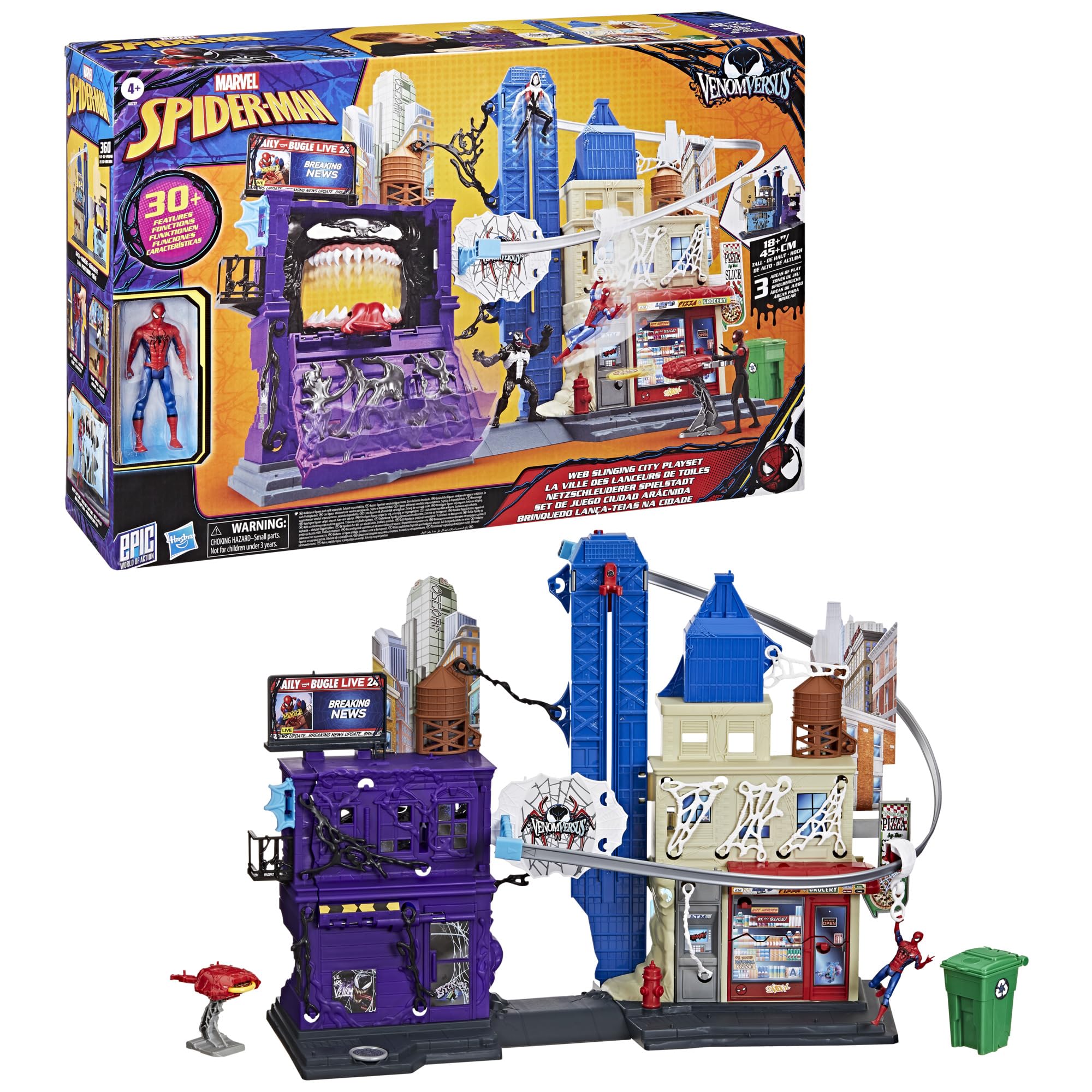 Marvel Spider-Man VenomVersus Web Slinging City Playset with 4