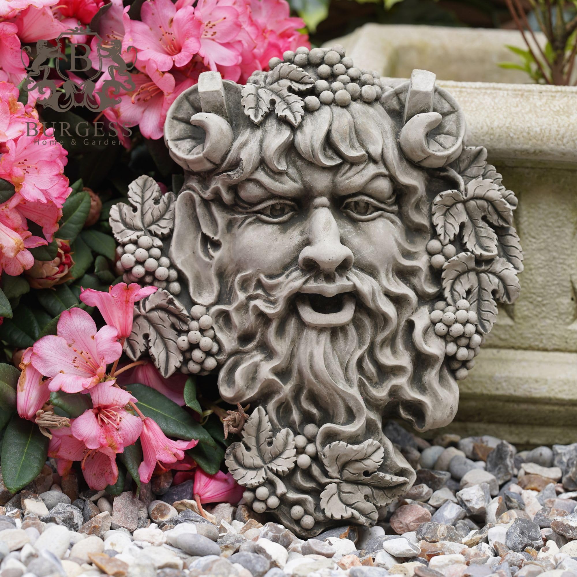 Bacchus Greenman Plaque en pierre | Statue décorative pour jardin ou extérieur