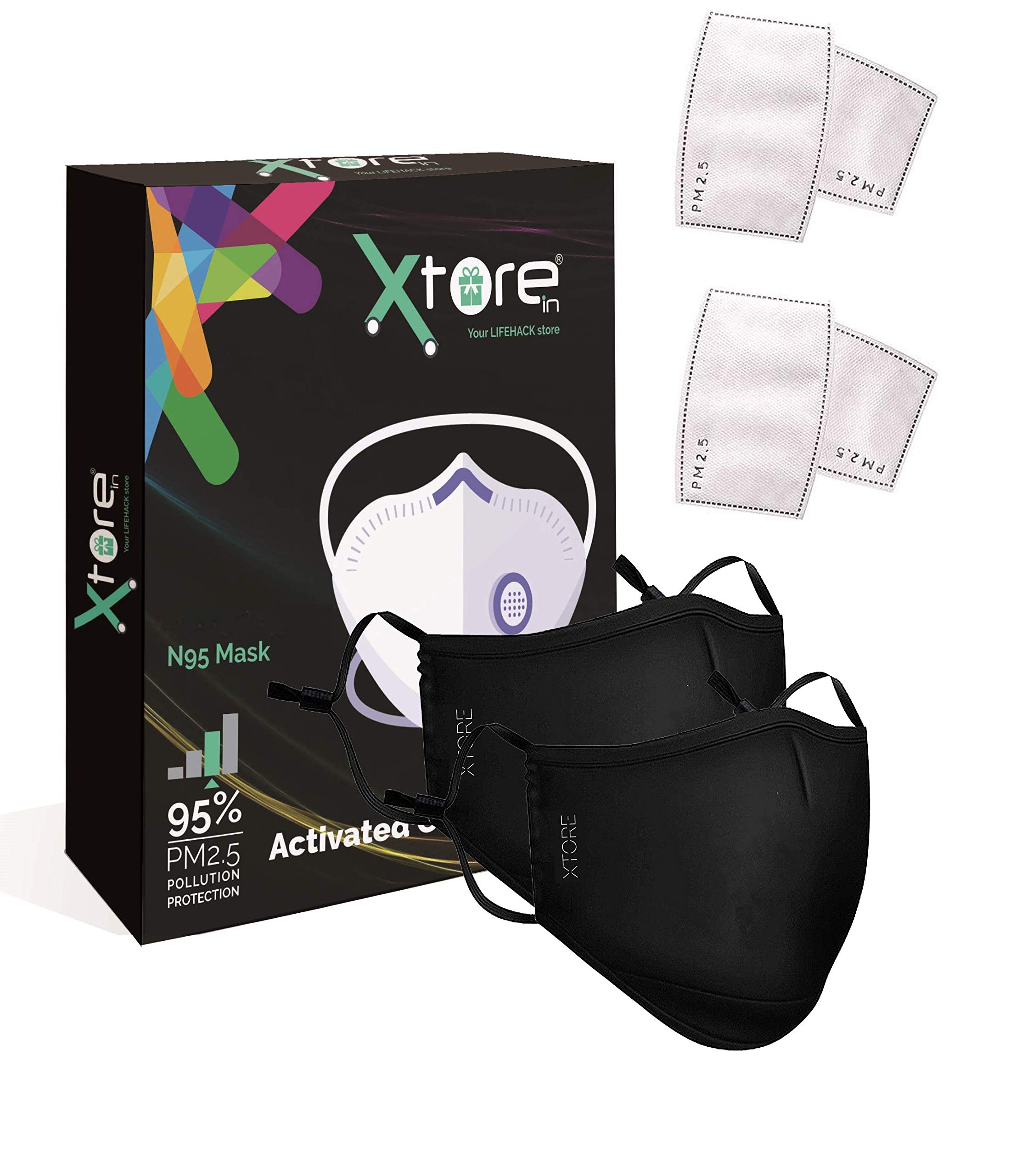 Xtore ® Unisex Ultra Comfortable Anti Pollution Reusable Cotton N-95 Mask without Breathing Valve - Pack of 2 mask, 4 filters (Black) (B08DDGHKT3) Amazon Price History, Amazon Price Tracker