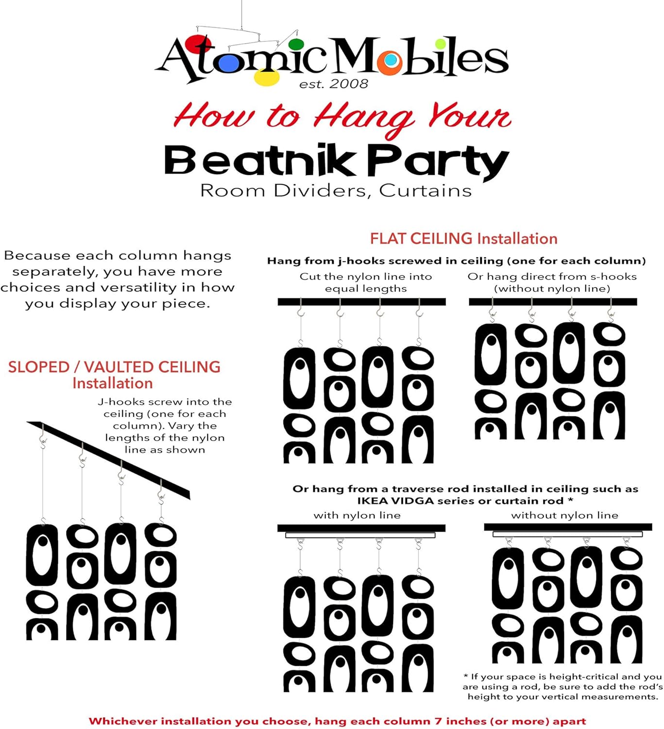 Atomic Mobiles Vibrant Orange Beatnik Party Room Divider DIY Kit - Mid Century Modern Contemporary Room Partition - Home & Office Decor - Many Sizes! (Window - 30”w x 34”h)