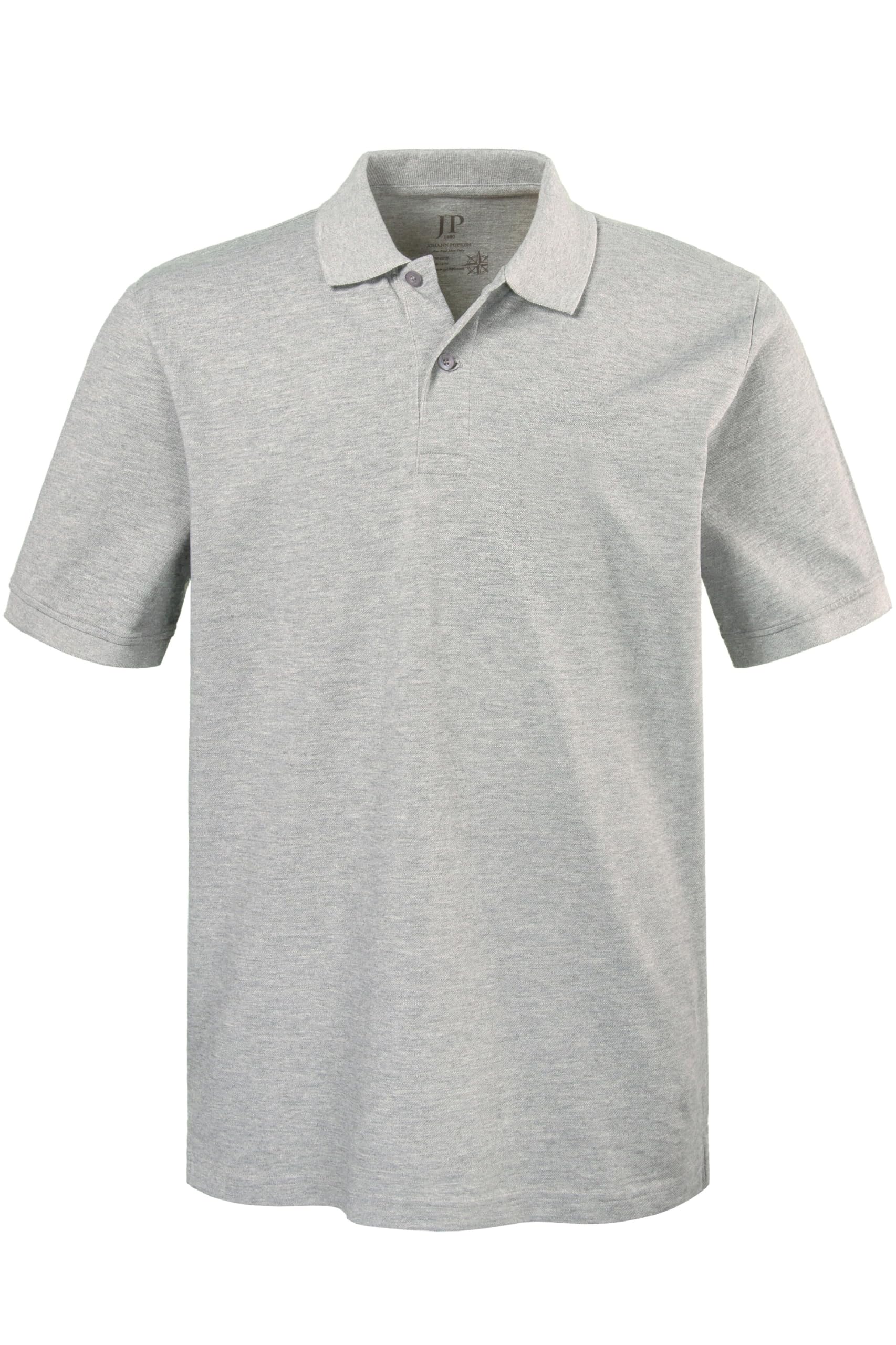 JP 1880 Men's Poloshirt, Oberteil, Knopfleiste, Hemdkragen, Pique Polo Shirt, Grau Melange, XXL