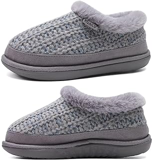 KuaiLu Womens House Slippers Comfortable Memory Foam Knit Slipper Orthotic Plantar Fasciitis Arch Support Indoor Outdoor Hard Sole