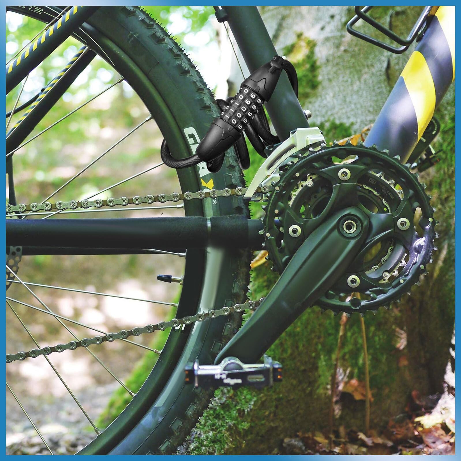 Lucchetto Bici con Combinazione Antifurto Flessibile in Rivestito Chiave Resistente Taglio Accessorio Sicurezza per Bicicletta Bike