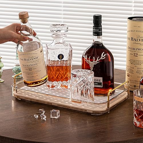 Miniatura 6 de Bandeja de whisky y estante para tazas de vidrio con tabla de drenaje, soporte para tazas y organizador de tazas de café para encimera de cocina y