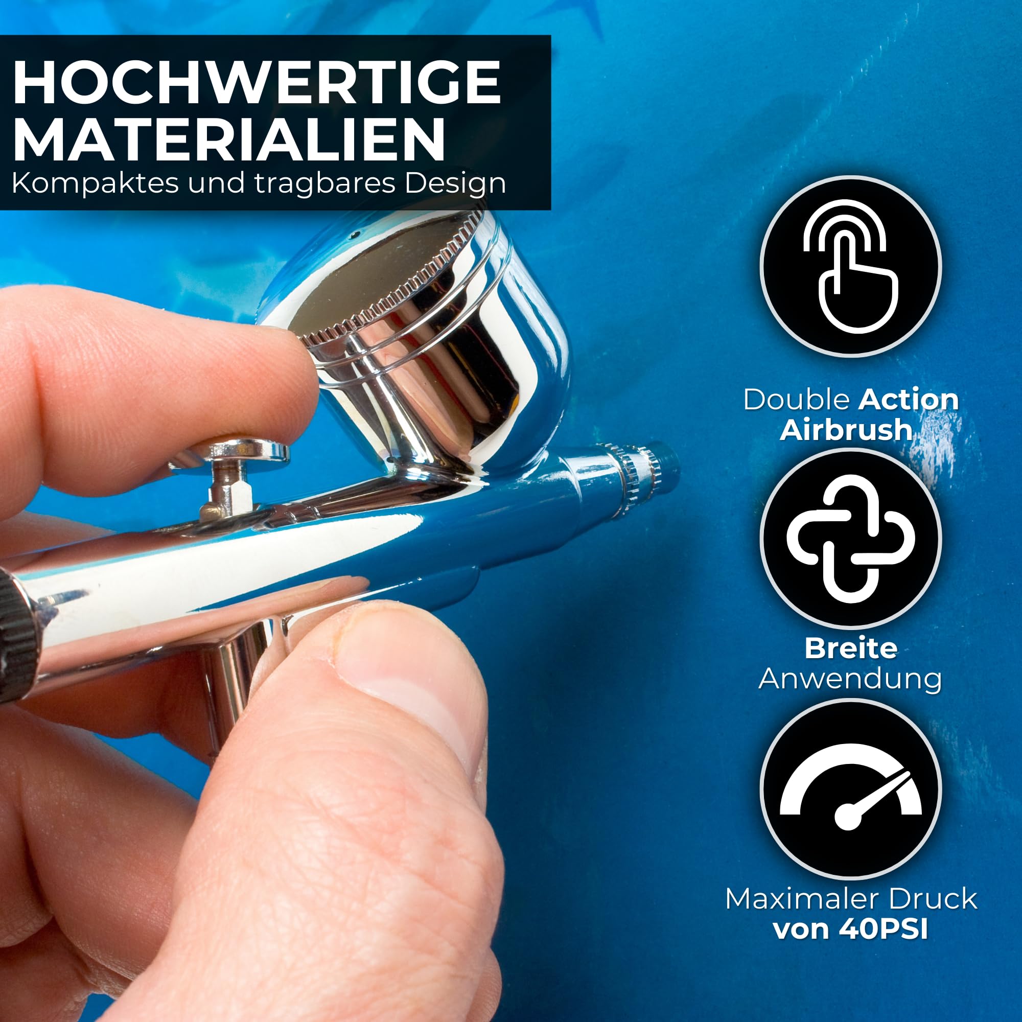 Airbrush-Set mit Kompressor AG-102K Profi Double Pistole Kit für Modellbau Tätowierung Torten Tanning