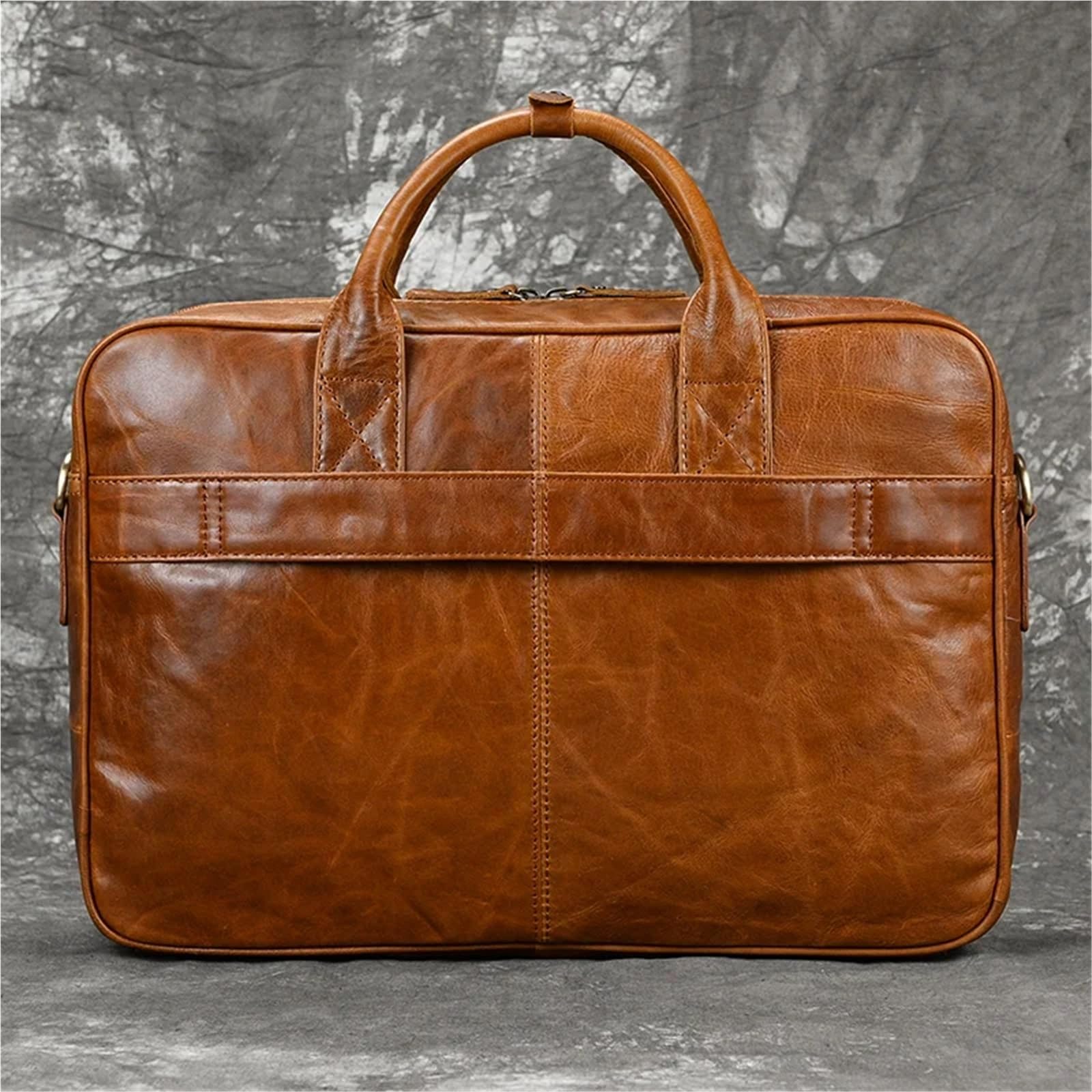 Bolso Mensajero De Cuero Maletín grande de piel auténtica for hombre, apto for portátil 16", bolso mano negocios, bandolera vaca, trabajo, color rojo En Viaje De Negocios