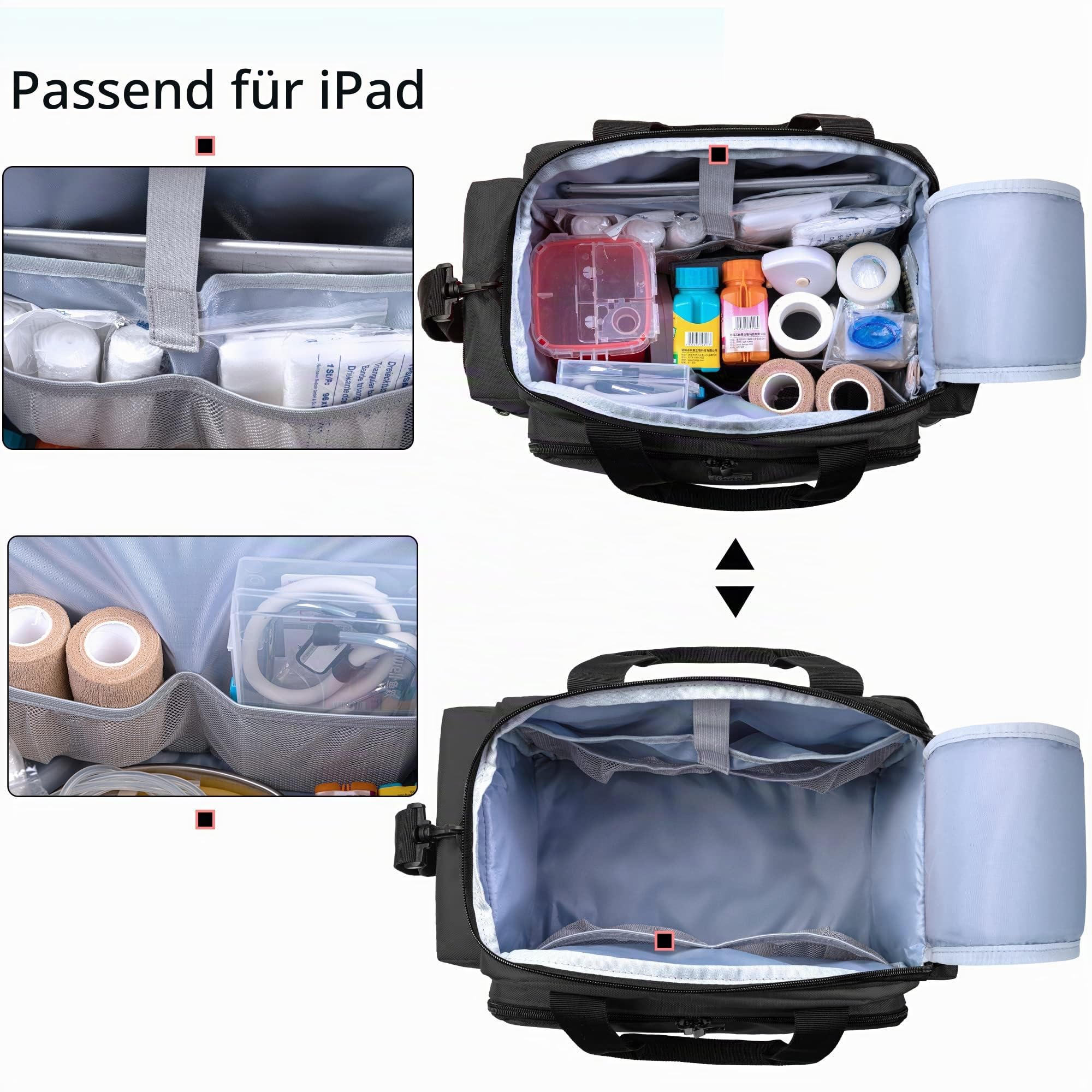 Trunab Tasche für Medizinische Versorgung, Krankenschwestertasche mit Griff und Schulterriemen für die Gesundheitsversorgung zu Hause, Besuch von Krankenhäusern, Reisen oder Notfallveranstaltungen