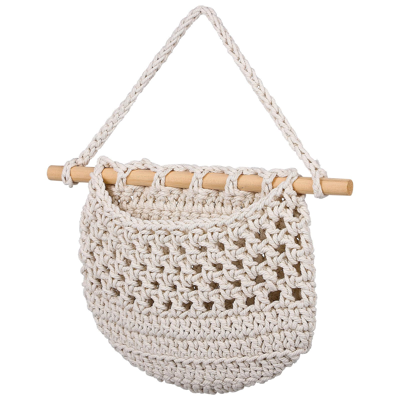 Cestas colgantes de macramé para frutas que decoran y organizan tu cocina bohemia con estilo