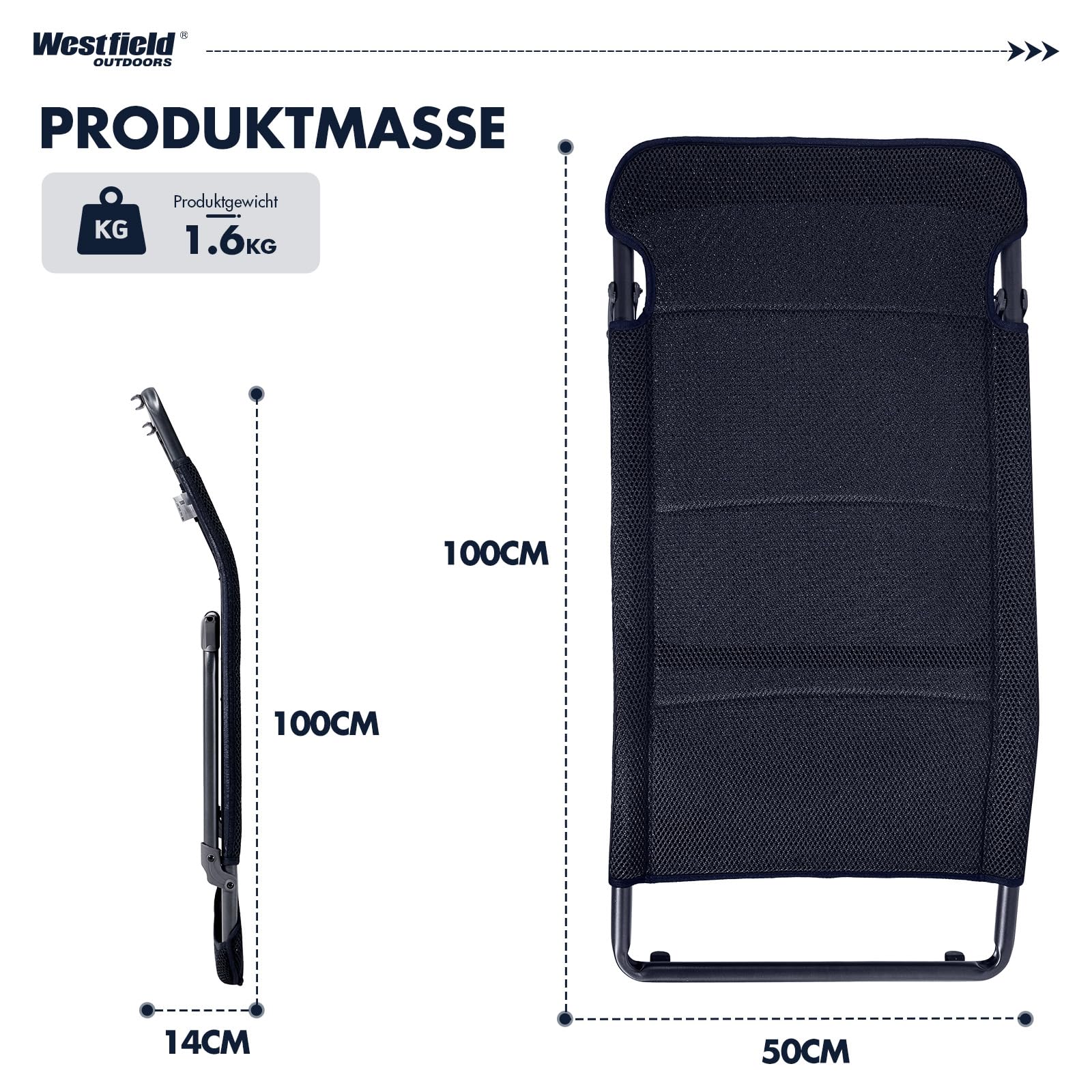 Westfield Outdoors Beinauflage 50 cm Höhe aus Aluminium 3D Mesh-Gewebe