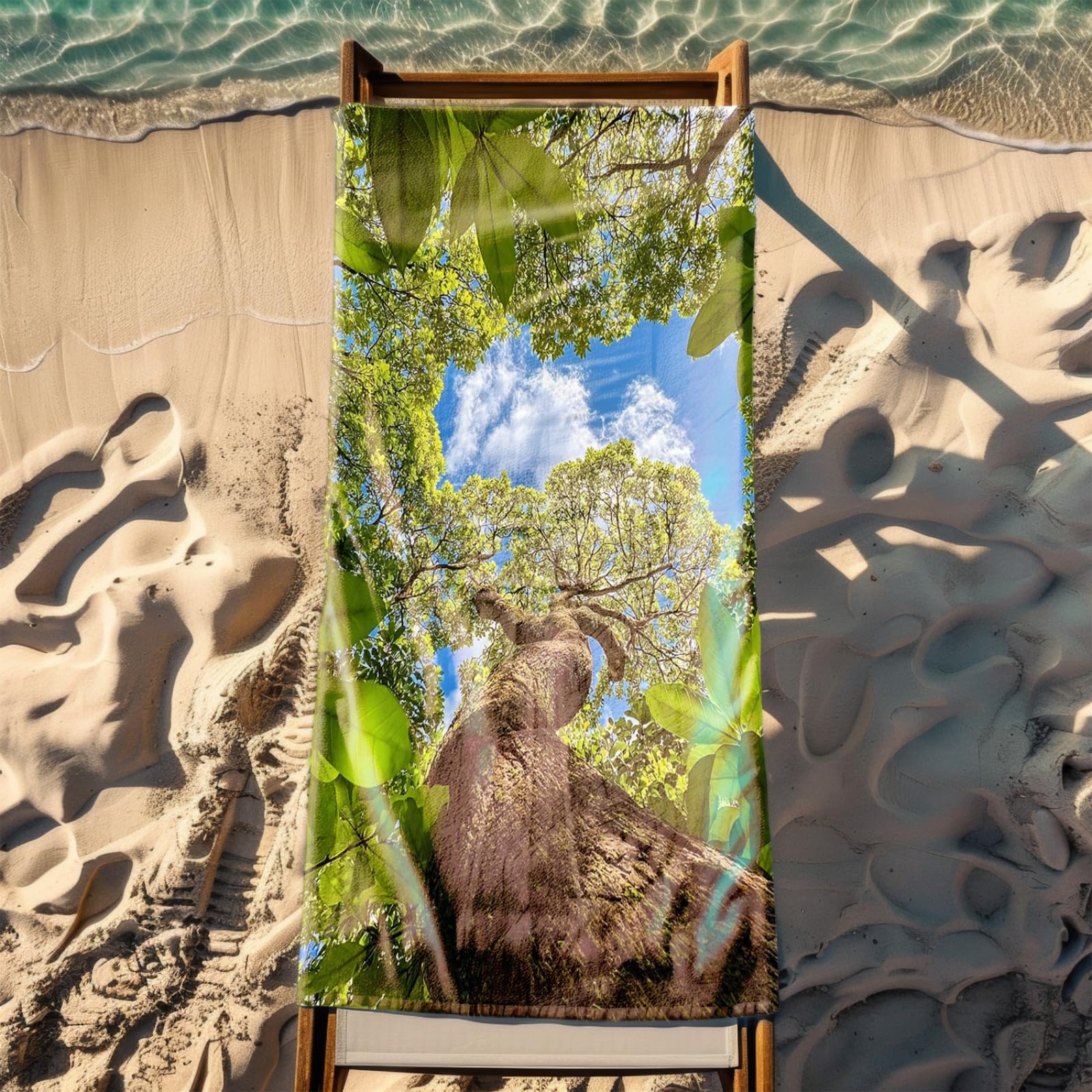 Genérico Toalla Playa Grande 100X200 Árbol Verde