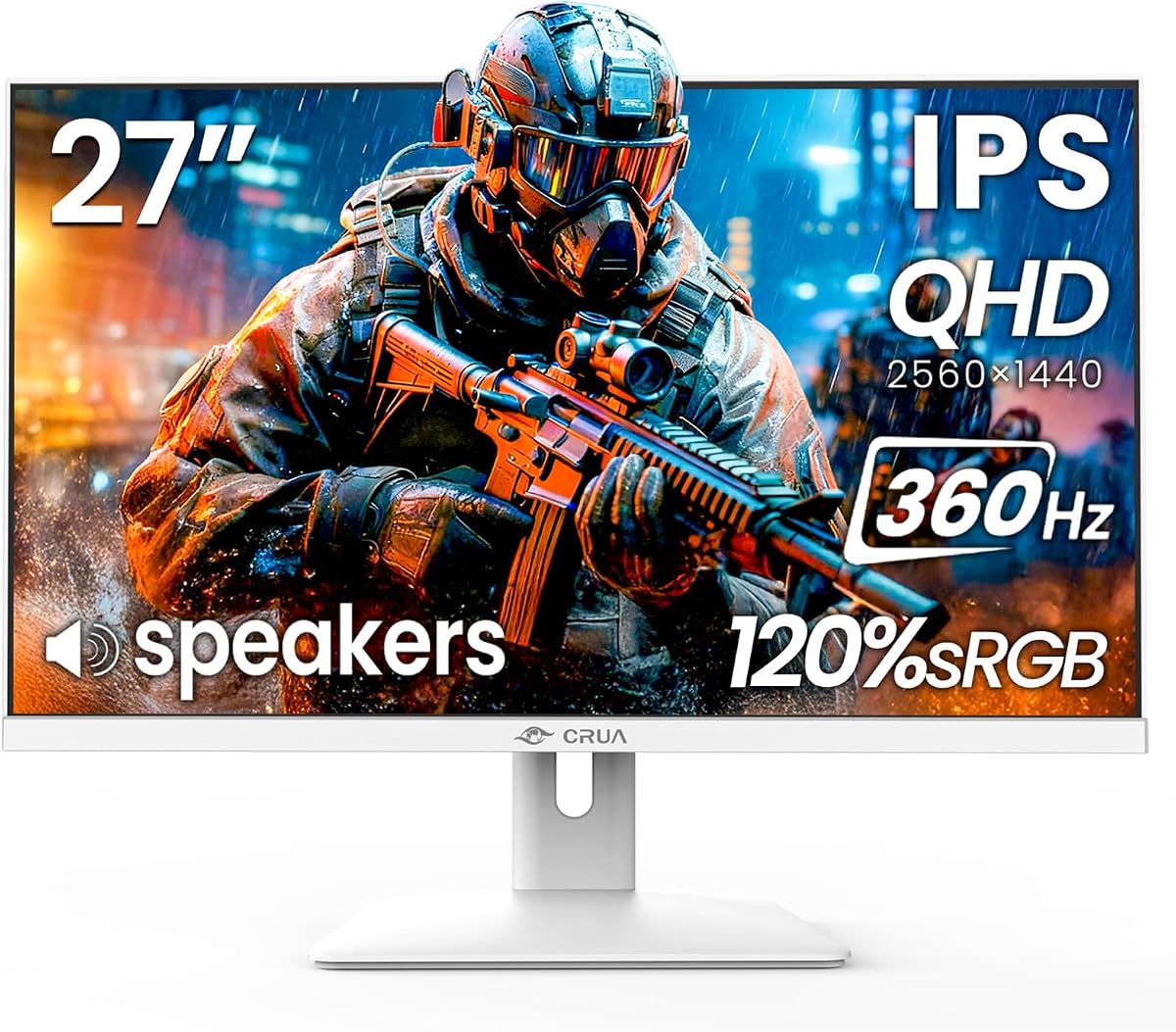CRUA 27 Inch 360Hz QHD IPS Gaming Monitor (White)