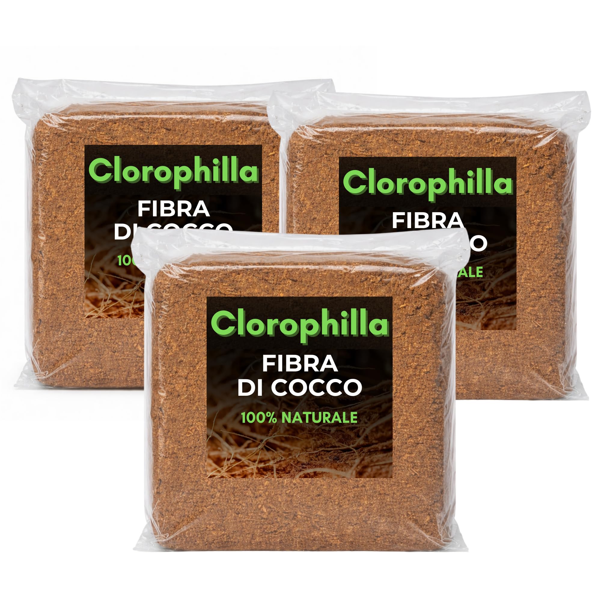Fibra di Cocco Pressata in Mattone – Substrato Naturale Espandibile con Acqua – Si Espande fino a 50–60 Litri – Ideale per Rinvasi, Orto, Semine e Piante da Interno (3 BALLETTE)