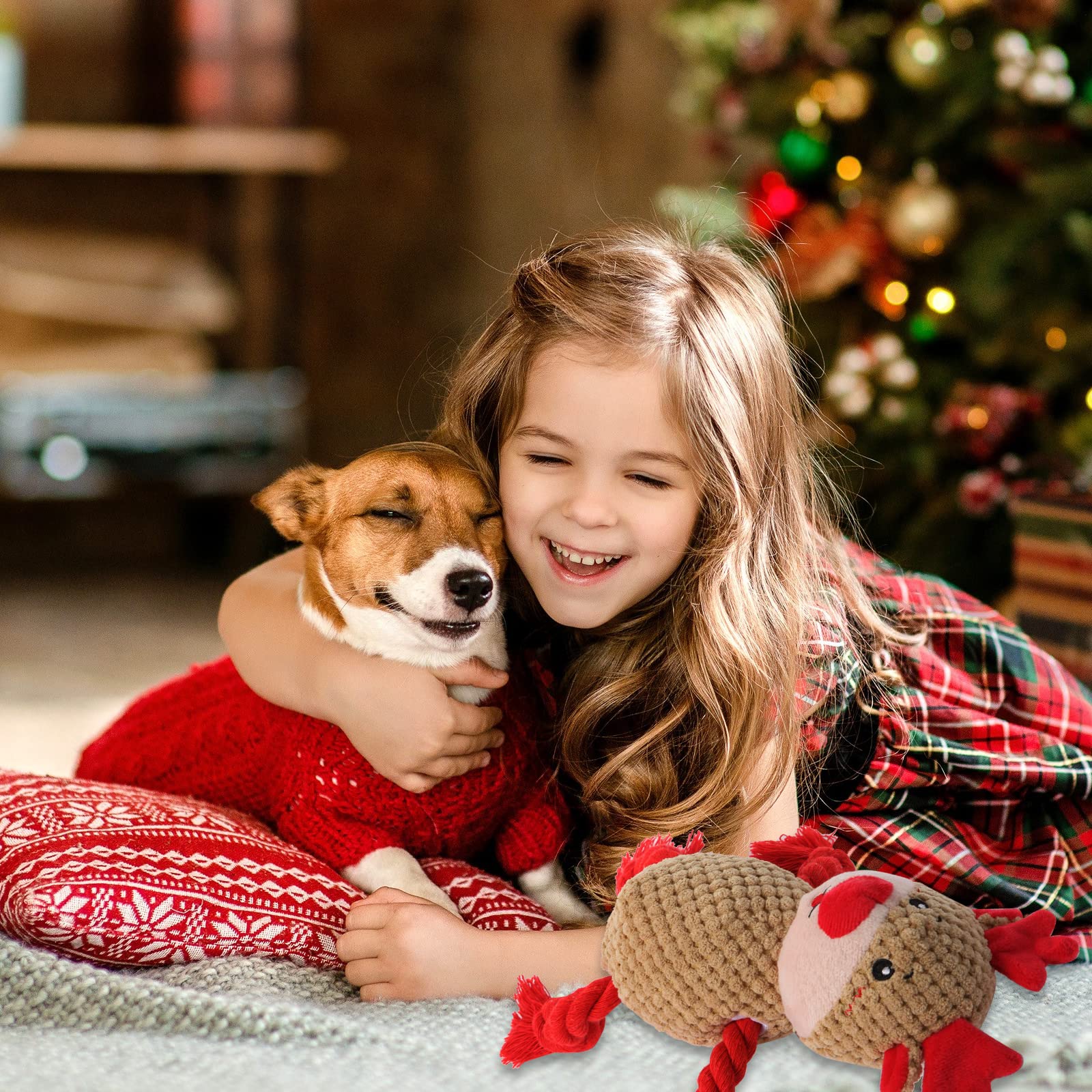 Quietschendes Plüsch-Hundespielzeug für kleine, mittelgroße und große Hunde, langlebiges und unzerstörbares Hundespielzeug, gefülltes Quietschspielzeug für Hunde, Welpenspielzeug mit