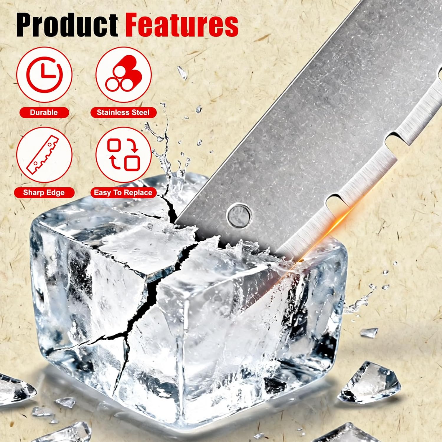 28345 Ice Power Auger Blades Replacement Fits for Eskimo 10” Quantum, Rocket Augers, Stainless Steel, Screws Included