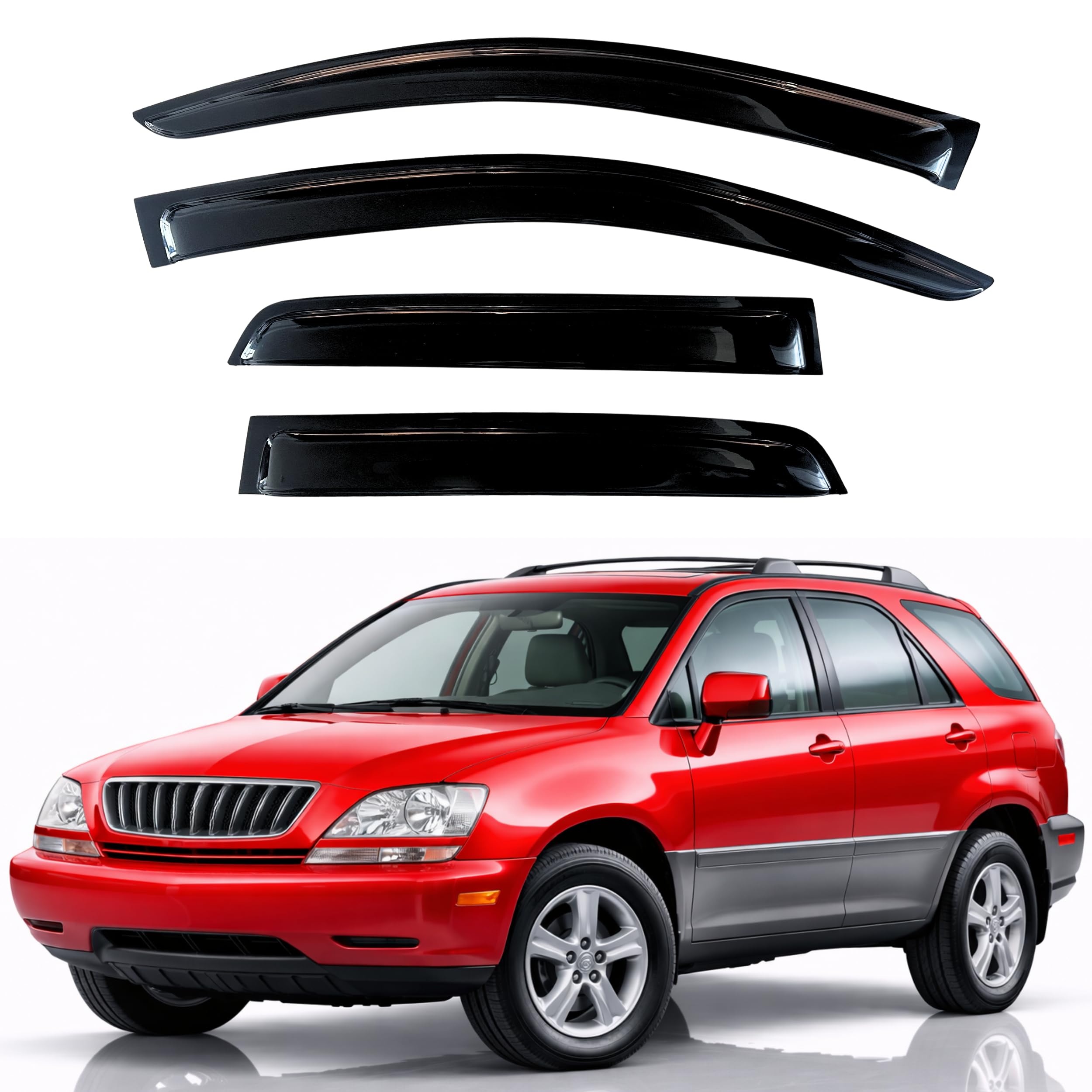 KPY Rain Guards Fit for 1999-2003 Lexus RX300 RX350, Out-Channel Window Visors Vent Wind Deflectors 4PC, Car Accessories for 99-03 Lexus RX Series