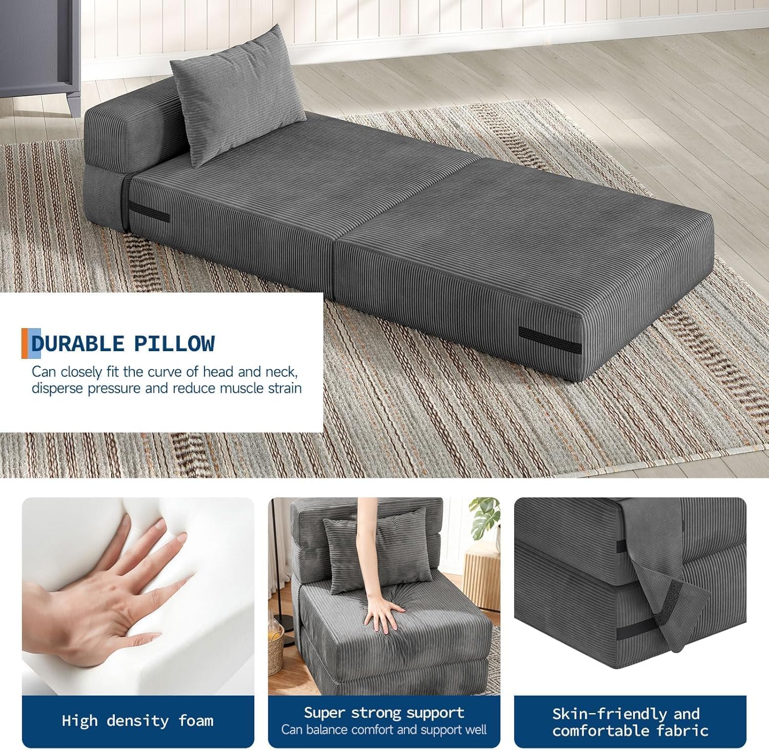 Garvee 2-częściowy zestaw foteli do spania do salonu – sofa 4 w 1, składana