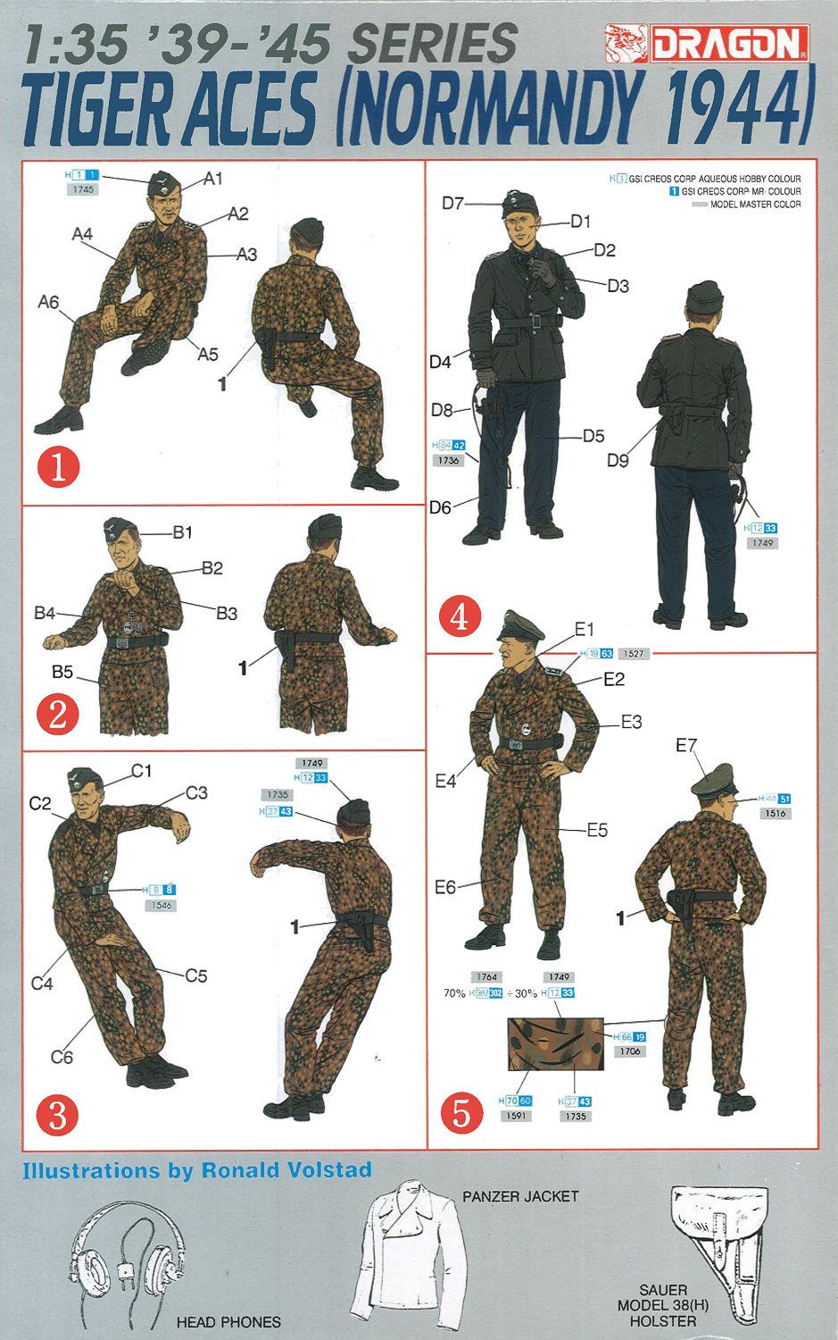 Dragon 1/35 WW.II German Waffen-SS tank crew Tiger Ace Normandy