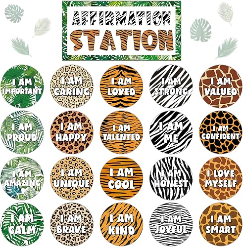 Miniatura 10 de Affirmation Station - Juego de tablones de anuncios de composición positiva para el aula, mentalidad de crecimiento, decoración de lunares y rayas,
