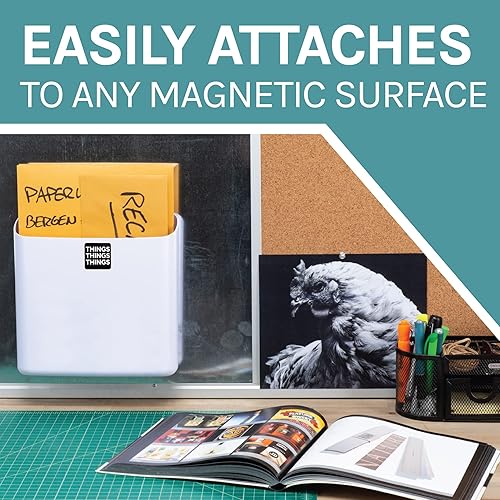 Miniatura 6 de JS Jackson Supplies Contenedor grande de pelusa blanca con parte trasera magnética, plástico duradero de 9.5 x 9.5 pulgadas, perfil delgado, ahorra