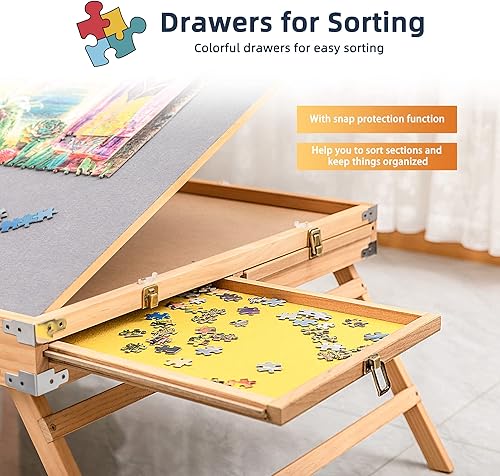 Miniatura 4 de 1500 mesas de rompecabezas para adultos con cajones, mesa de rompecabezas portátil con patas de 25 x 34 pulgadas, mesa de rompecabezas plegable de 3