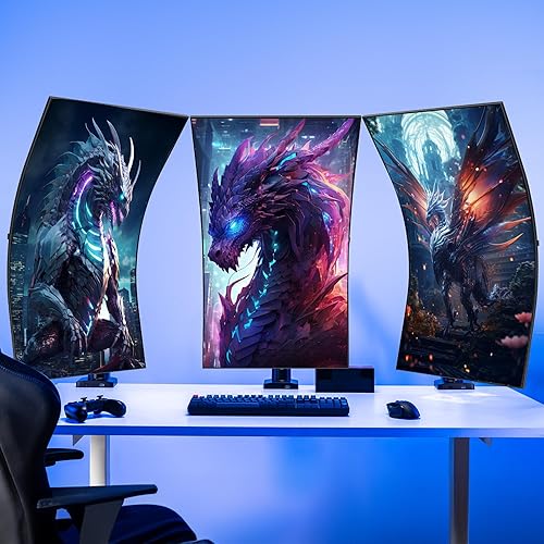 Miniatura 6 de AVLT Brazo de monitor súper ultra ancho de 17"-57" para pantallas de hasta 59.5 libras, soporte de escritorio de aluminio premium, altura neumática