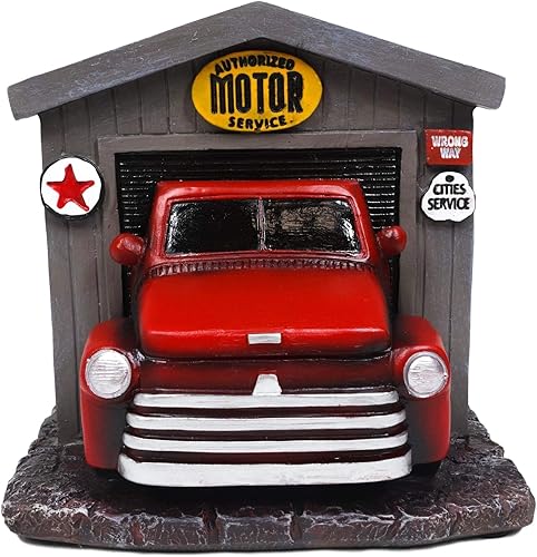 Ebros Gift Camioneta roja clásica a la antigua moda en tienda de autos vintage, garaje, cena, servilletero, organizador de exhibición, figurita de 6