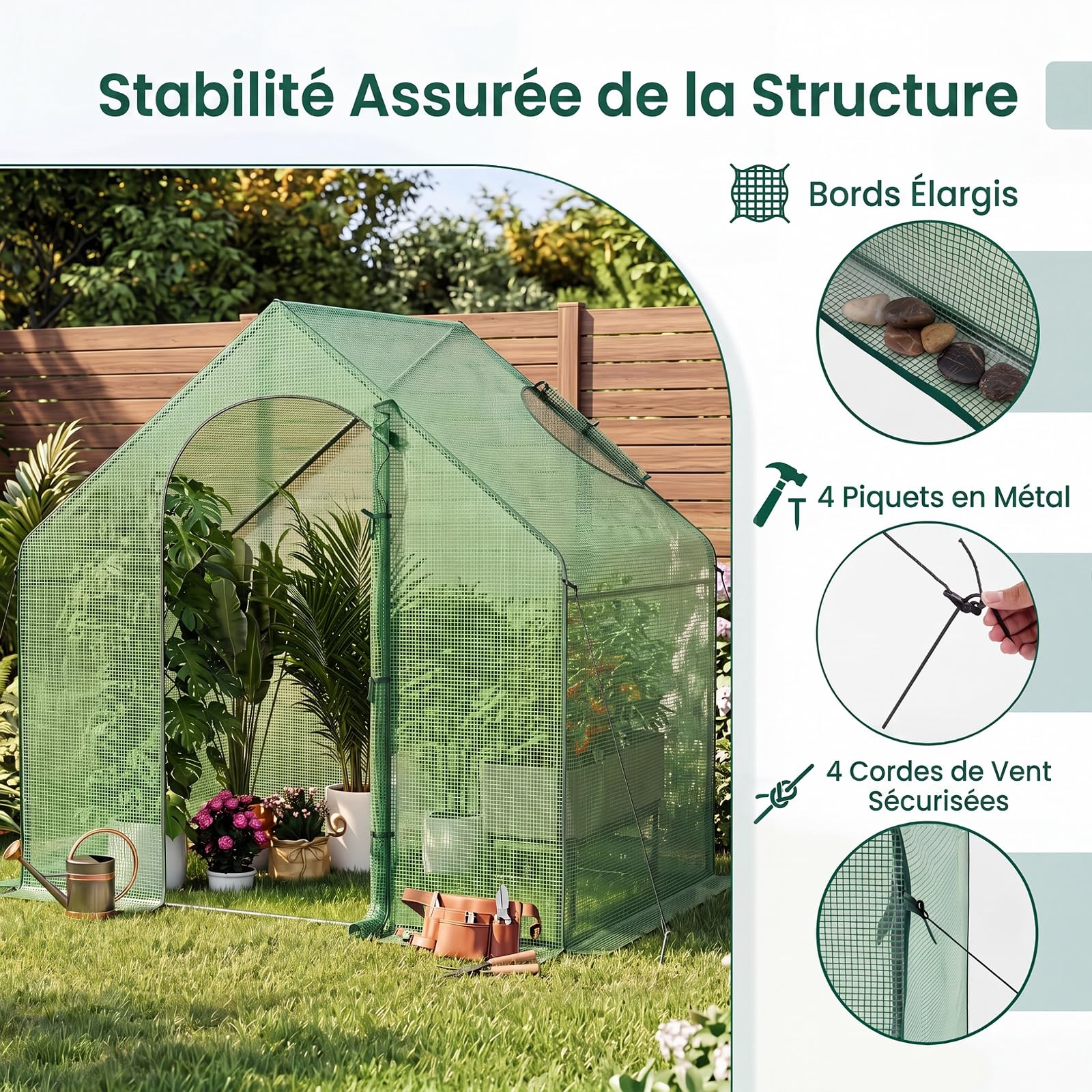 GYMAX Serre de Jardin 183 x 99 x 166 cm, Mini Serre en Tissu PE