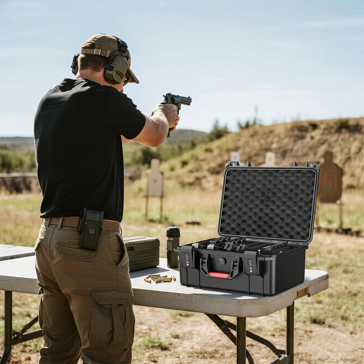 Built-In Lock TSA Gun Case for Handguns, 5 Pistol Case & 21 Magazines– Pre-Cut Multiple Pistols Heavy Duty WaterProof & Shock Proof, TSA Approved Firearm Travel Case with Desiccant - Image 7