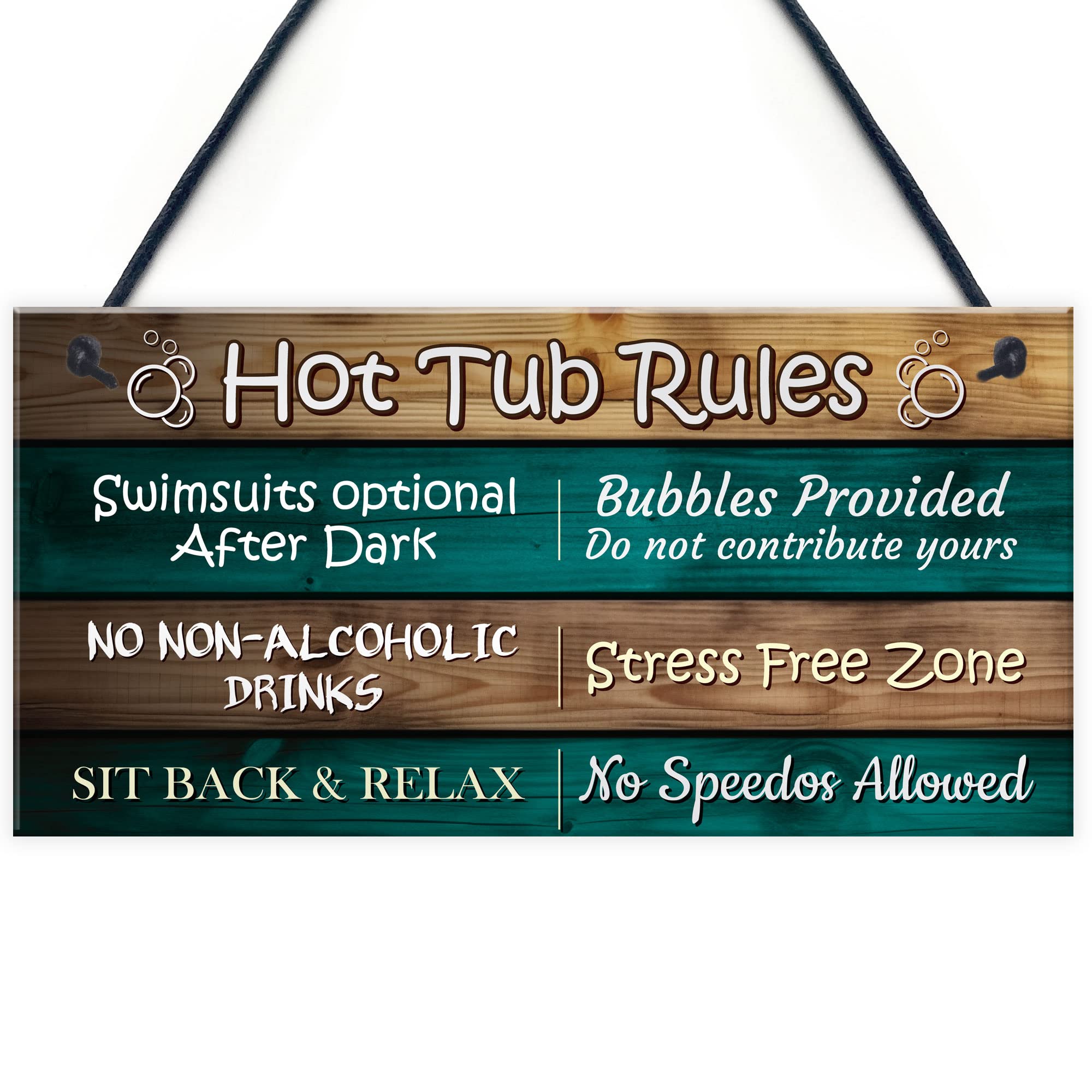 Red Ocean Funny Hot Tub Rules Sign For Garden - Hot Tub Decor Plaque Garden Sign For Outside - Hot Tub Accessories - Hanging Wall Garden Hot Tub Spa Plaque
