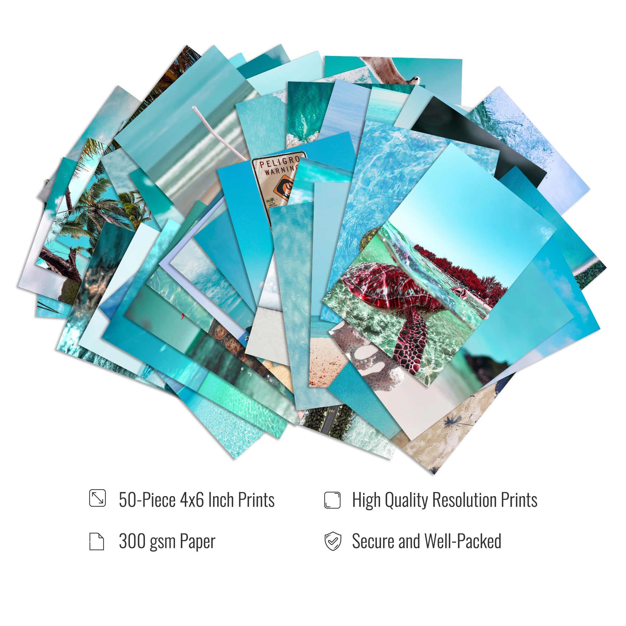 50 Pièces Cartes Postales Bleues Plage Été – Aesthetic Vintage Collage Pour Déco Chambre, Mur Esthétique & Boho !