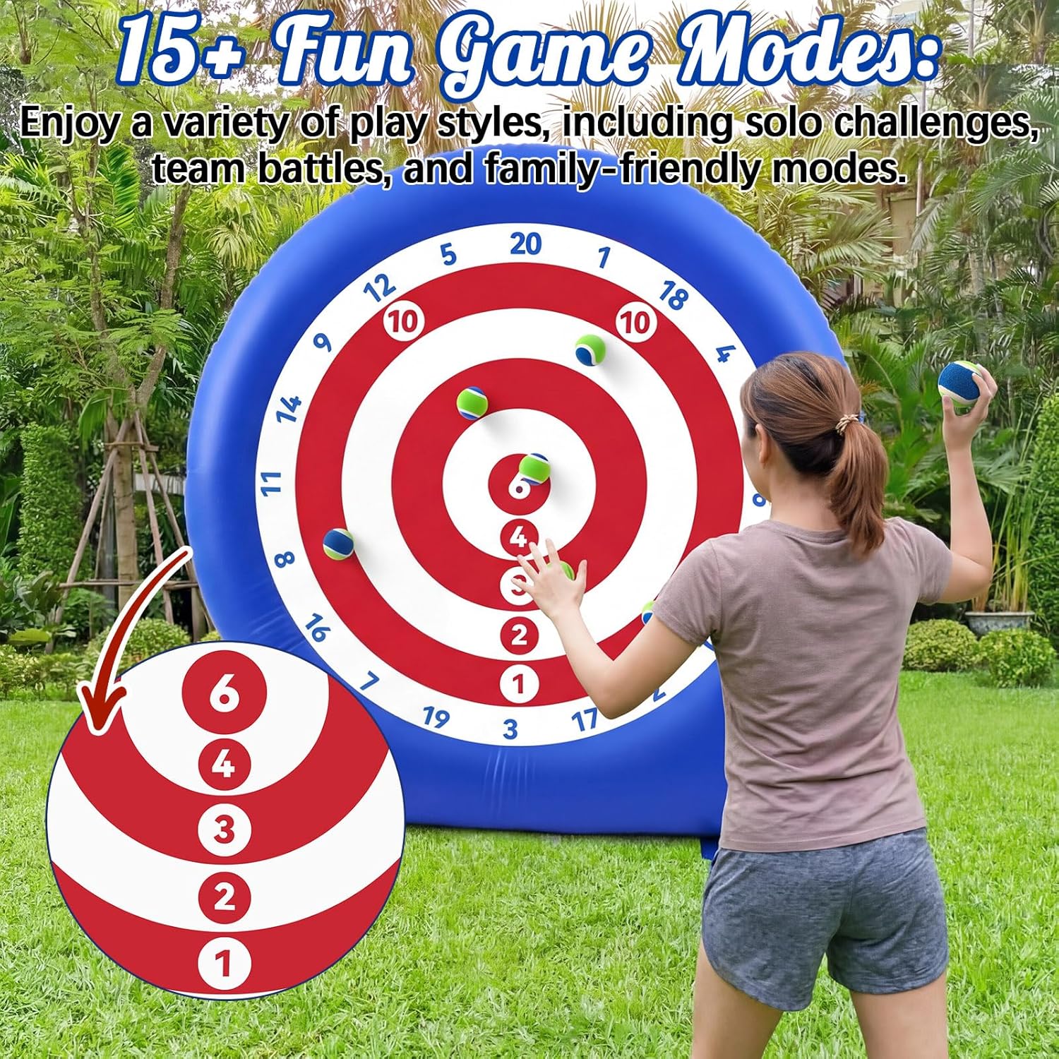 6ft Giant Inflatable Axe Darts with 15+ Game, 22 Pcs Axe Throwing Game Set with Air Pump Giant Outdoor Games for Backyard Yard Adults Family Party