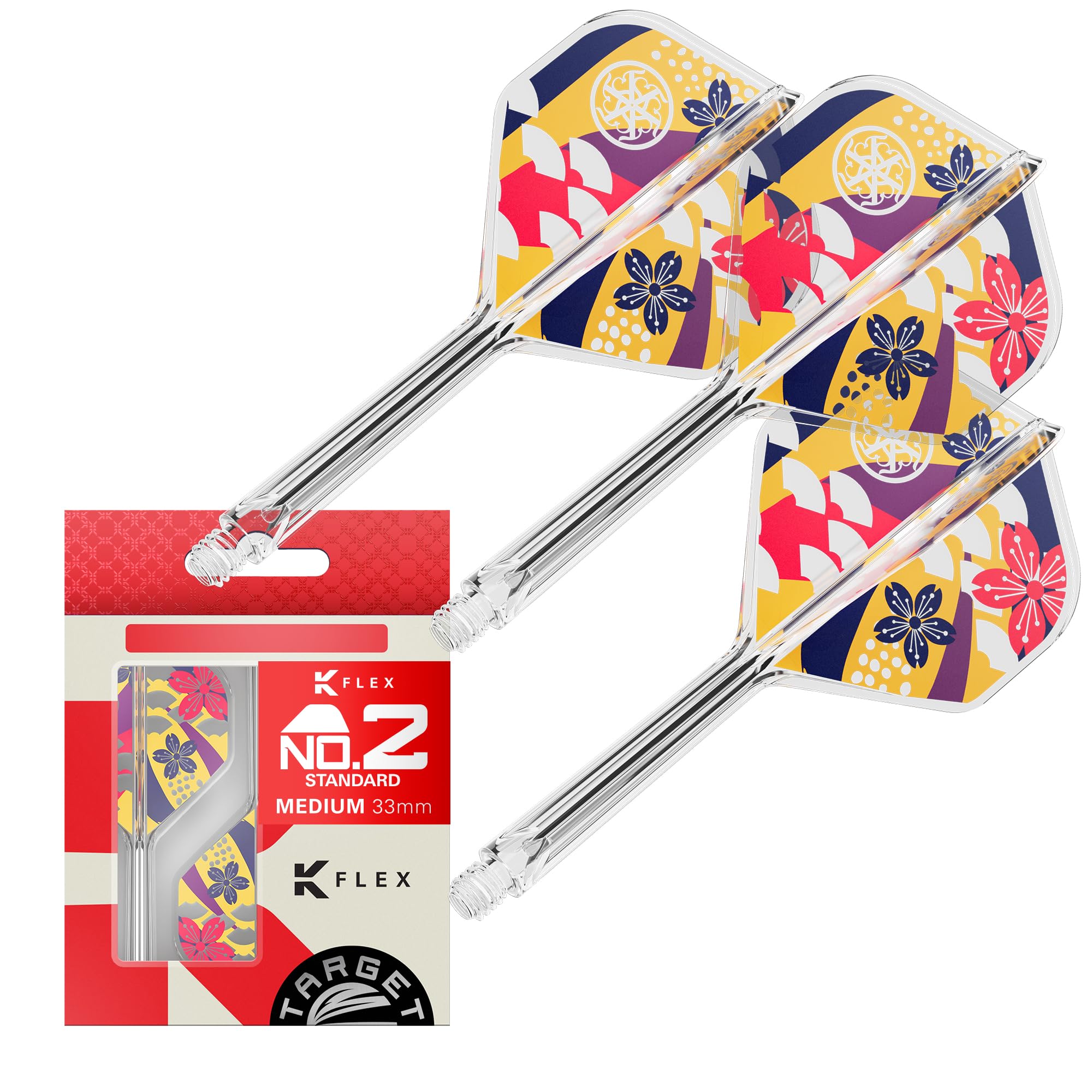 Target Japan Prime Series Zenith K Flex Dart Flights and Shaft System, No.2 (Medium, 33mm) | Pack of 3 Kflex All In One Flight, Ching Ho Tung Accessories | K-Flex Darts