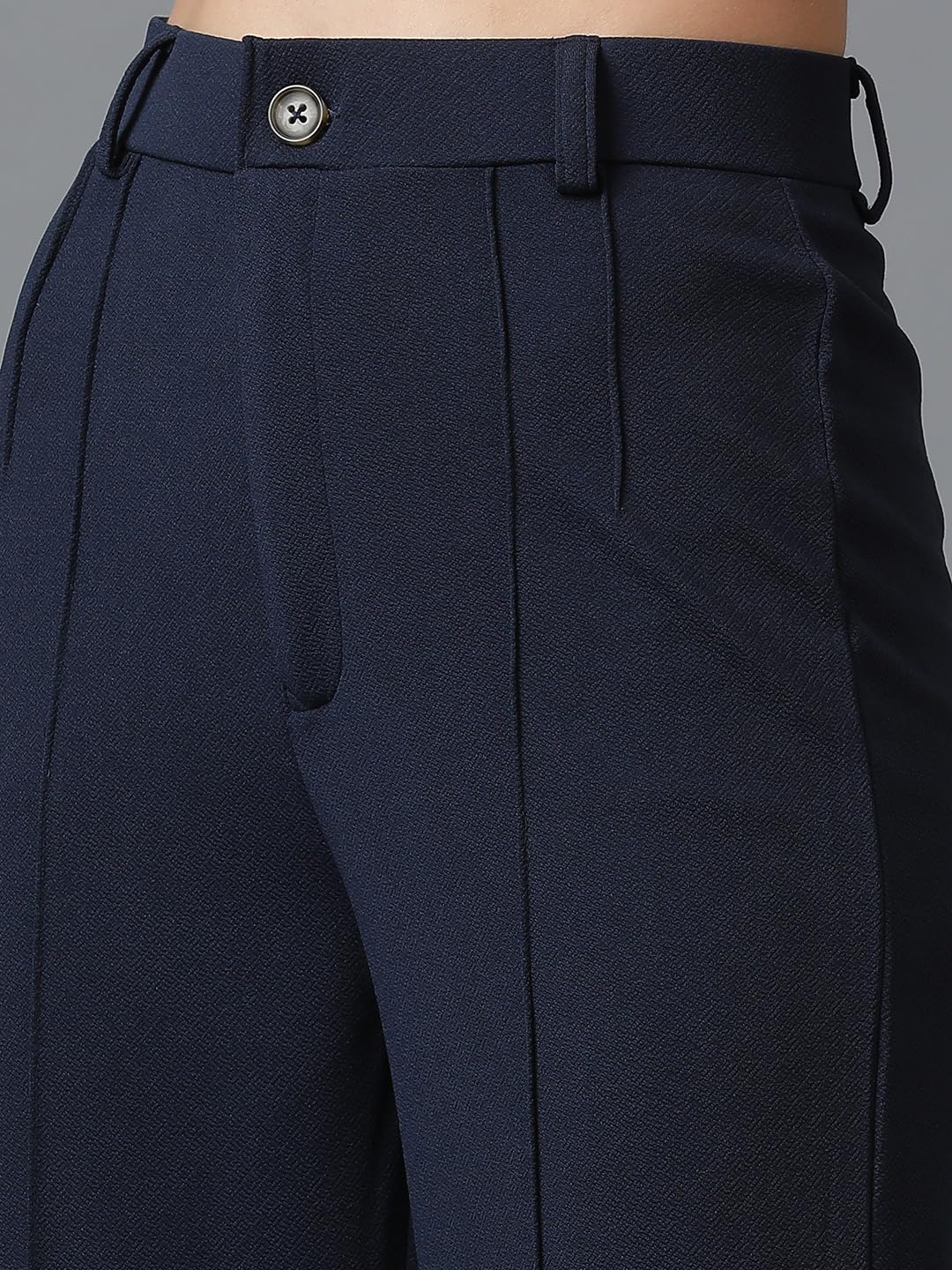 KOTTY Women's Solid Relaxed Fit 3/4 Sleeve Co-ord Blazer and Trouser Set. Navy Blue 4
