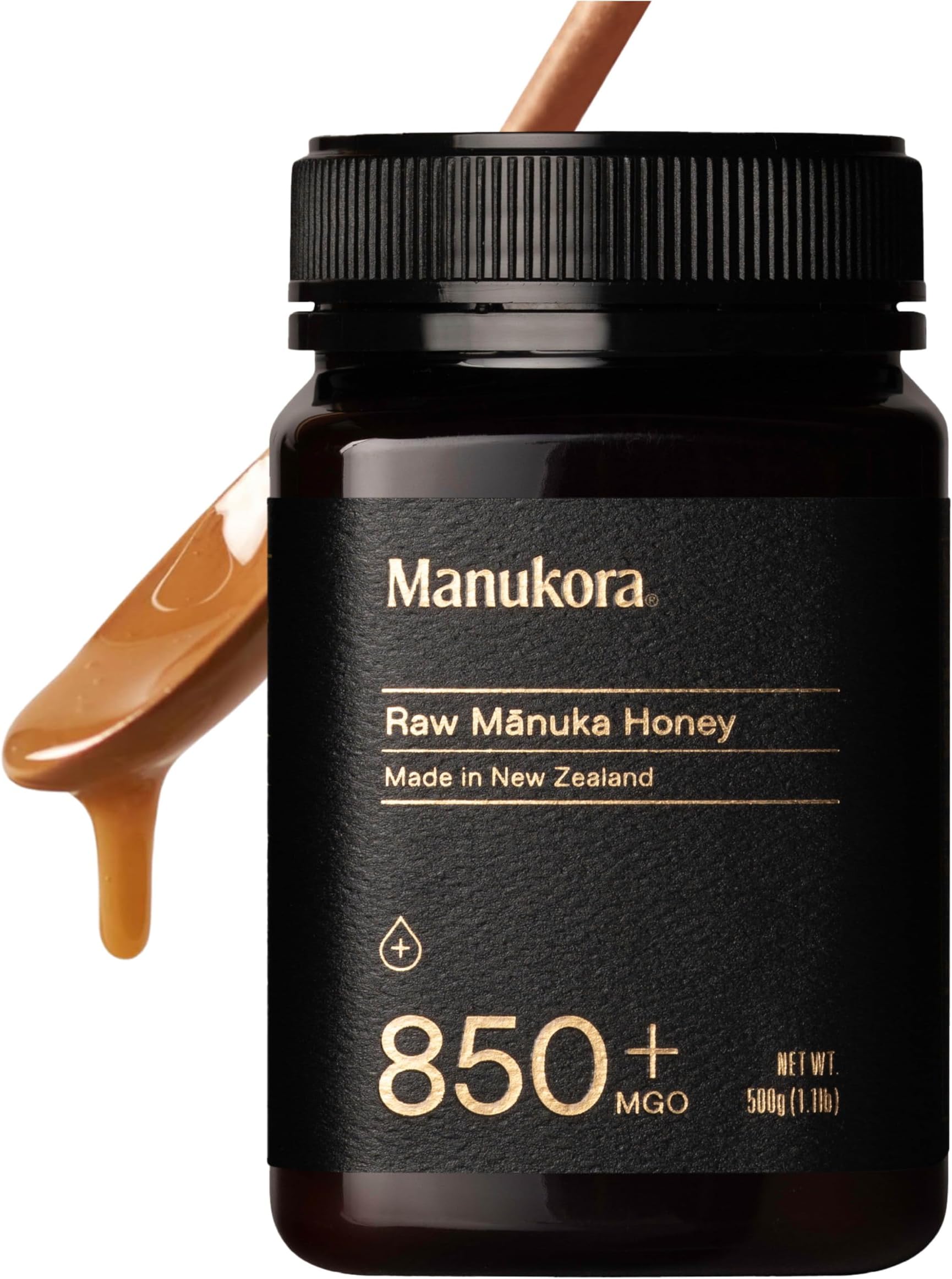Manukora Raw Manuka Honey MGO 850+, New Zealand Honey, Superfood, 2000+ Natural Compounds, Non-GMO, Monofloral, 3rd-Party Tested, Glyphosate Residue Free, Traceable Hive-to-Hand, Immune and Digestive Support, 500g