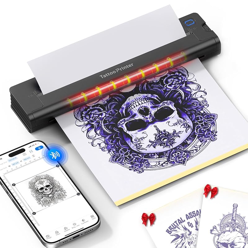 Impressora de transferência para tatuagem EXTOLINK A41 sem fio com 10 folhas, bateria de 2600 mAh, compatível com iPad, telefone e PC
