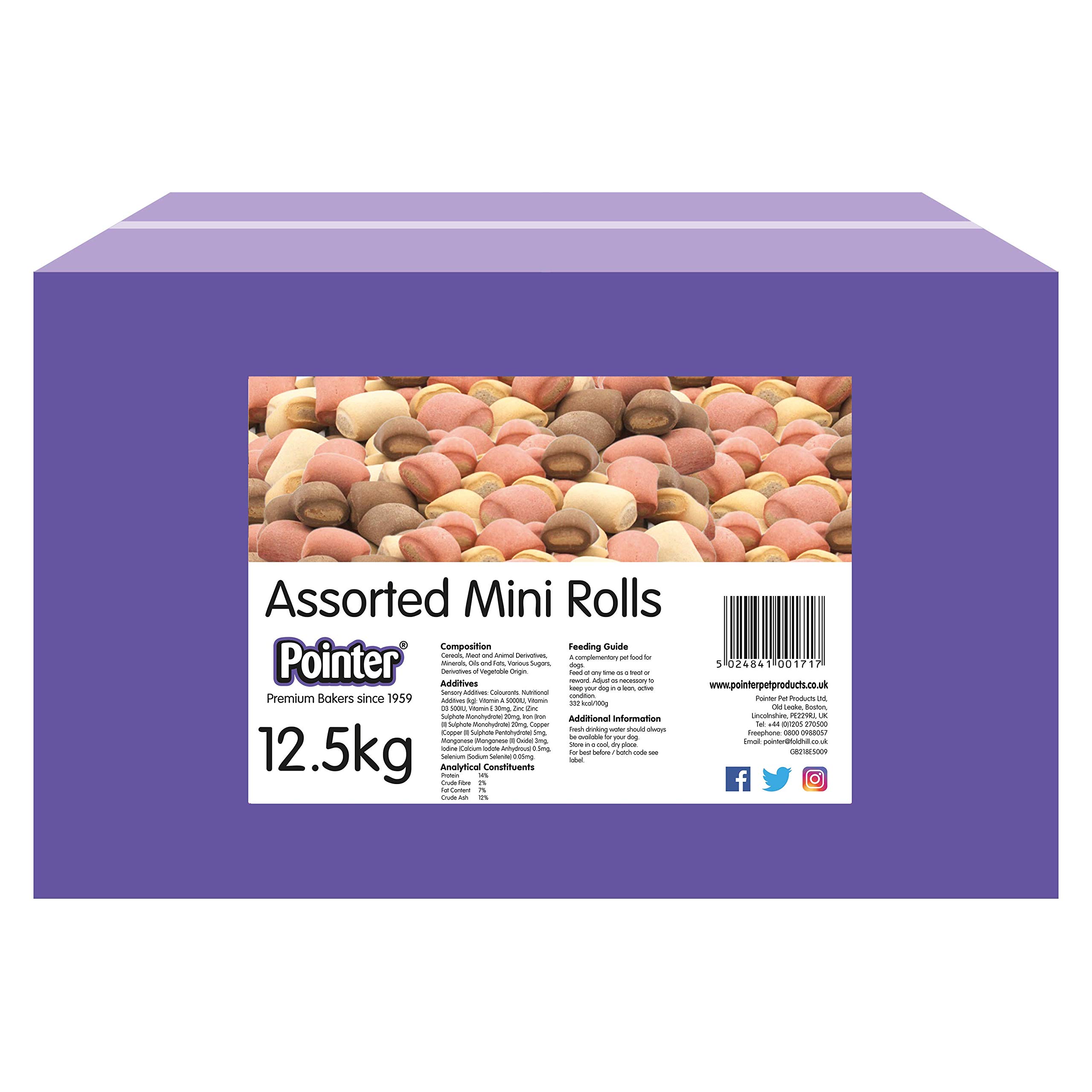Pointer - Assorted Mini Rolls - Mini Dog Treats, Enriched with Vitamins & Minerals, Great for Dog Training, 12.5kg Box