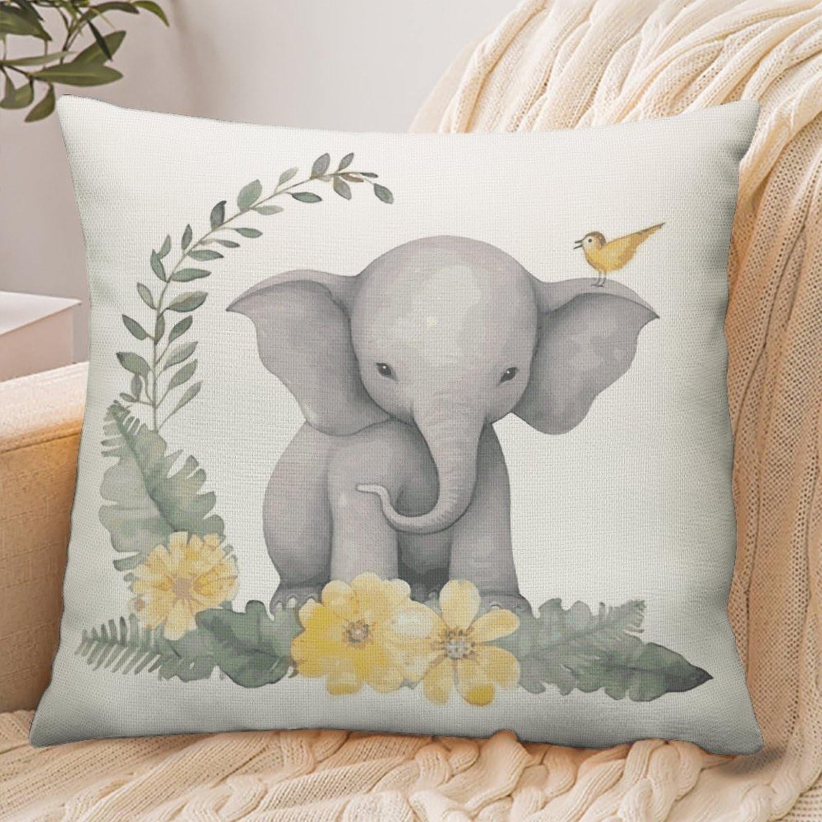 Fekiloot Style Elephant With Wreath Pillowcase Pillow Sham Pillow Case