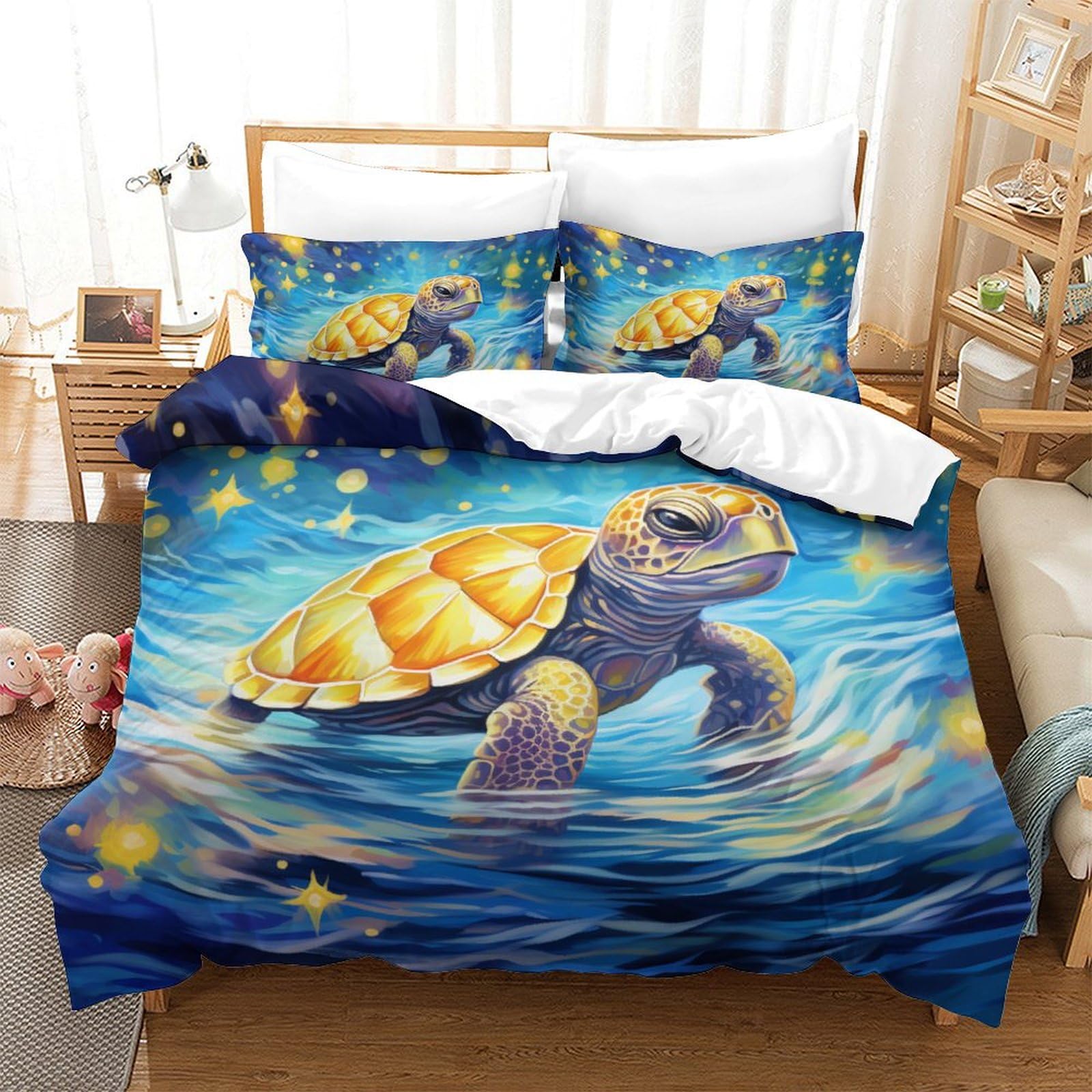 Parure de lit King size 220x240 cm en microfibre avec housse de couette imprimée 3D et zip