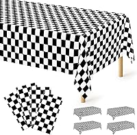 Vista 53 de QZYL 4 manteles de picnic con fundas de banco, manteles de plástico negro, 54 x 108 pulgadas, fundas rectangulares desechables impermeables