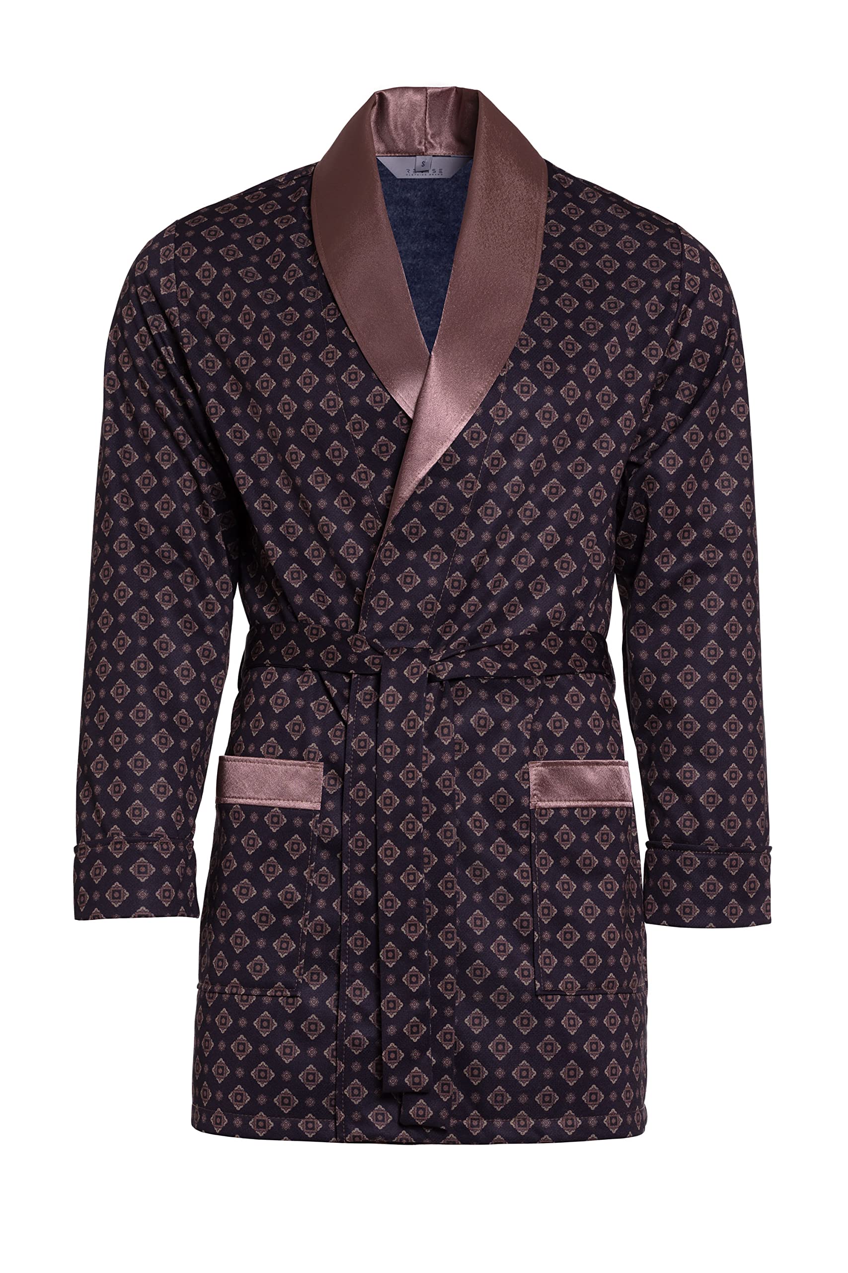 Revise Brais RE-503 Men's Dressing Gown Short Thin and Light, black/gold, 3XL